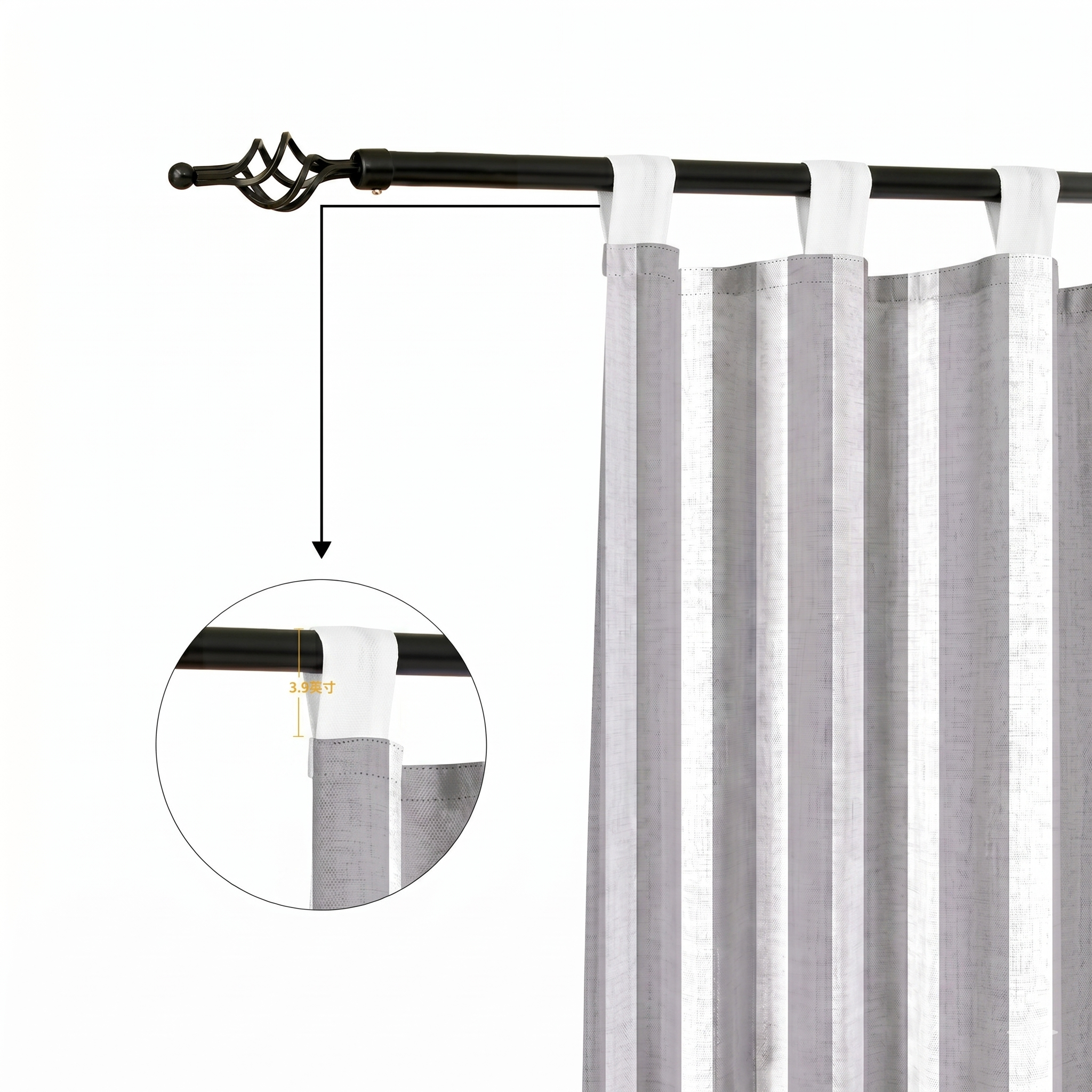 Light Grey Stripe Curtains/Drapes 1 Panel | Waterproof Curtains Grommet Top & Bottom | Custom Outdoor Curtains