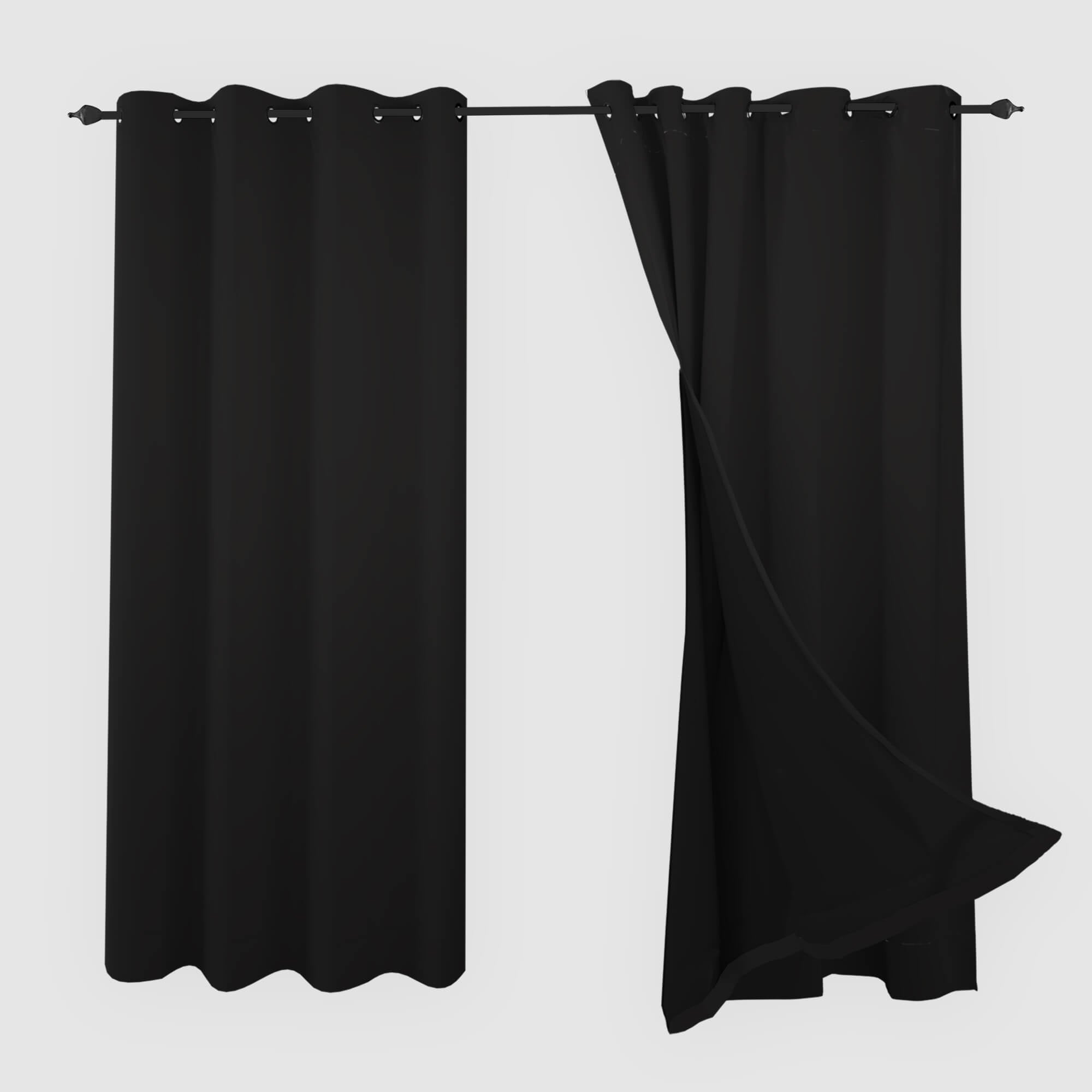 SNOWCITY Blackout Curtains Black - Grommet Top