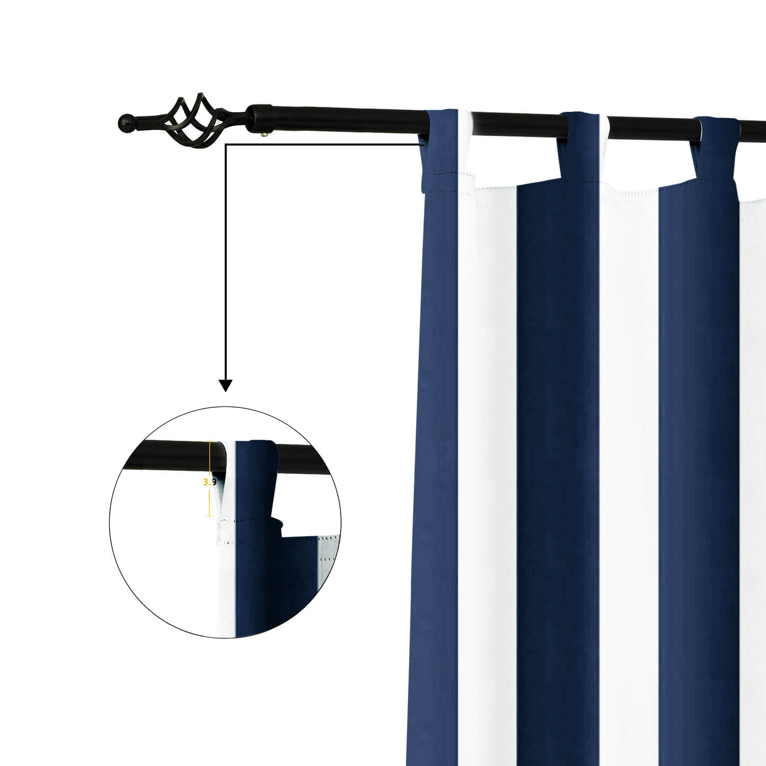 Navy Blue Stripe Curtains/Drapes 1 Panel | Waterproof Curtains Grommet Top & Bottom | Custom Outdoor Curtains