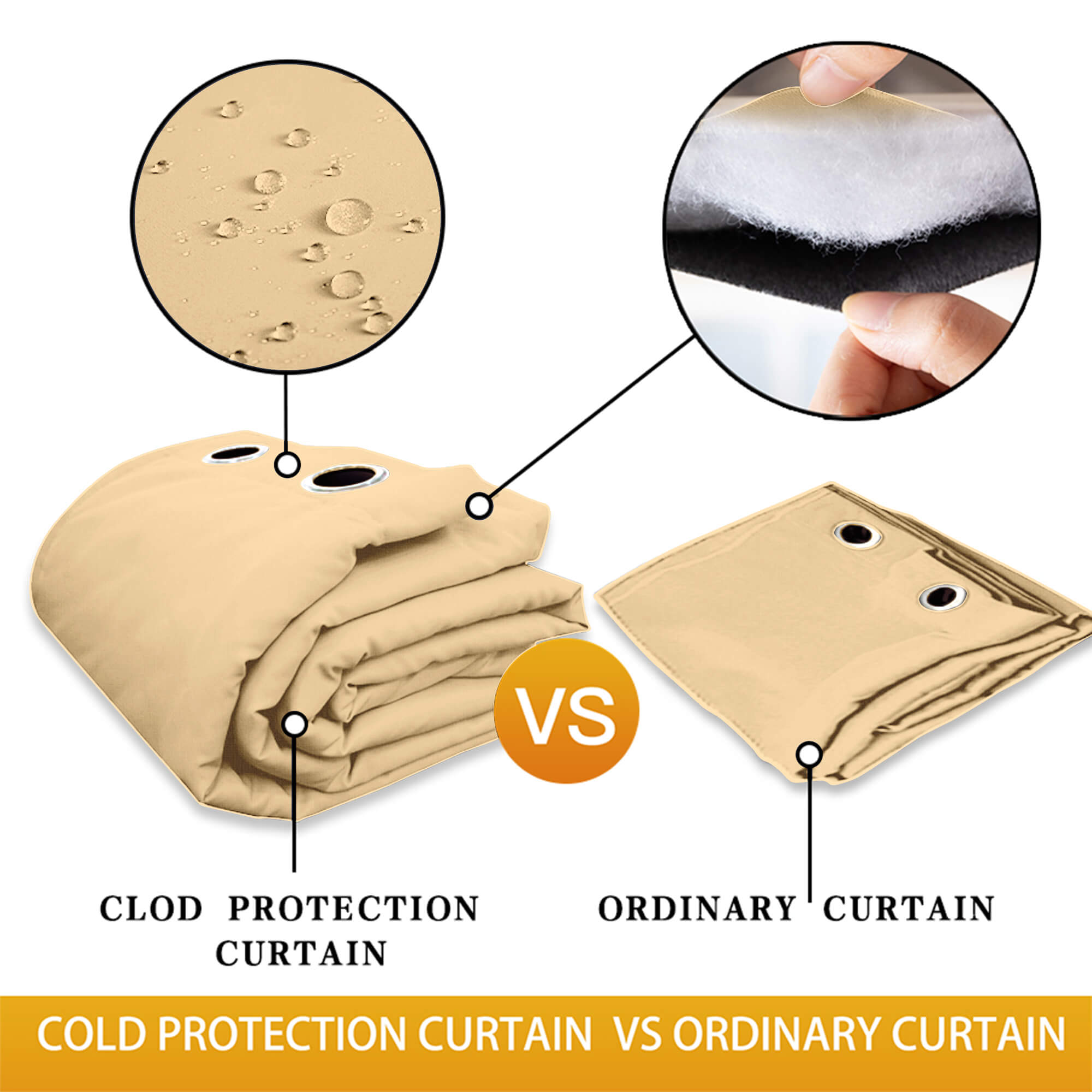 Insulated Outdoor Curtains for Winter - Dark Beige