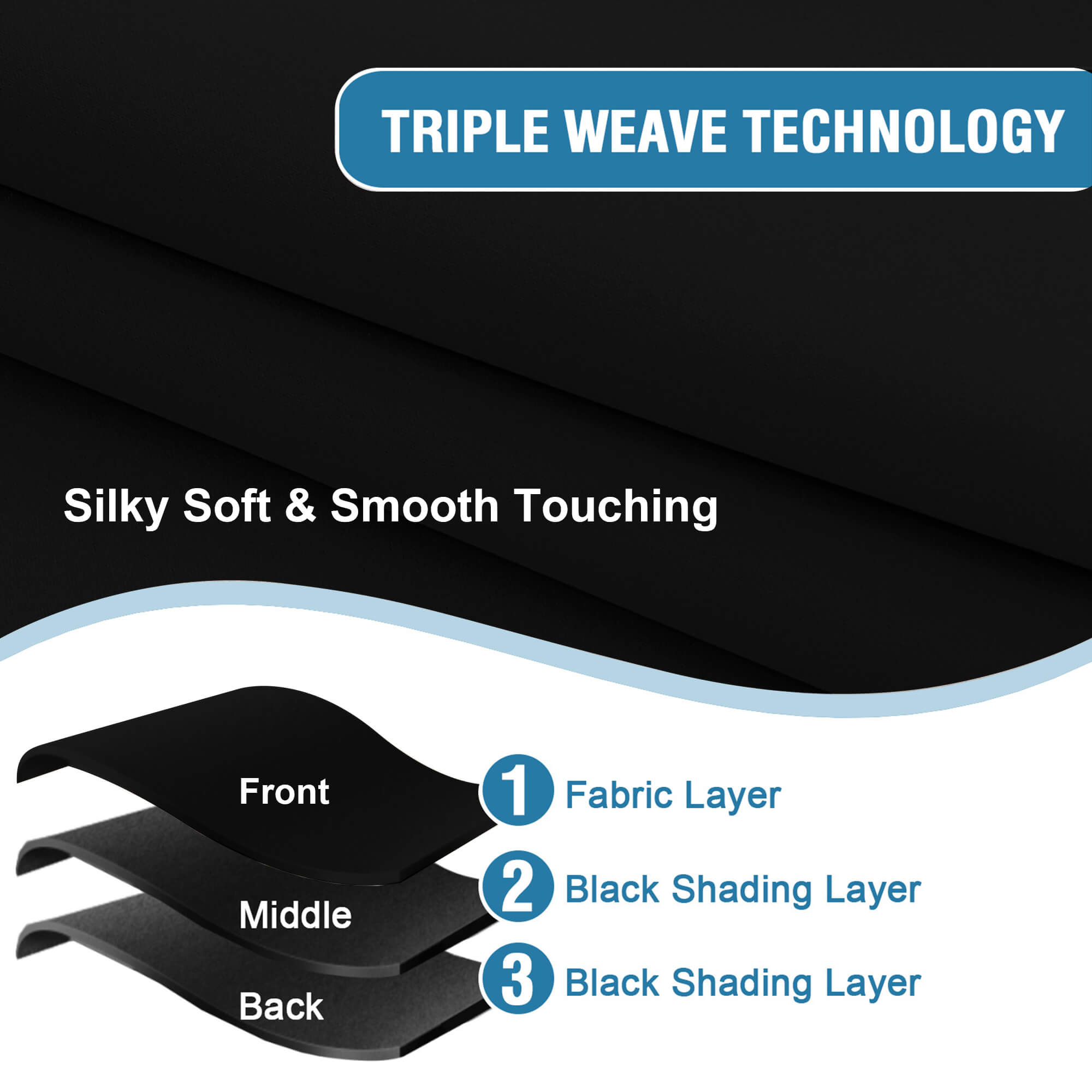 SNOWCITY Blackout Curtains Black - Tab Top