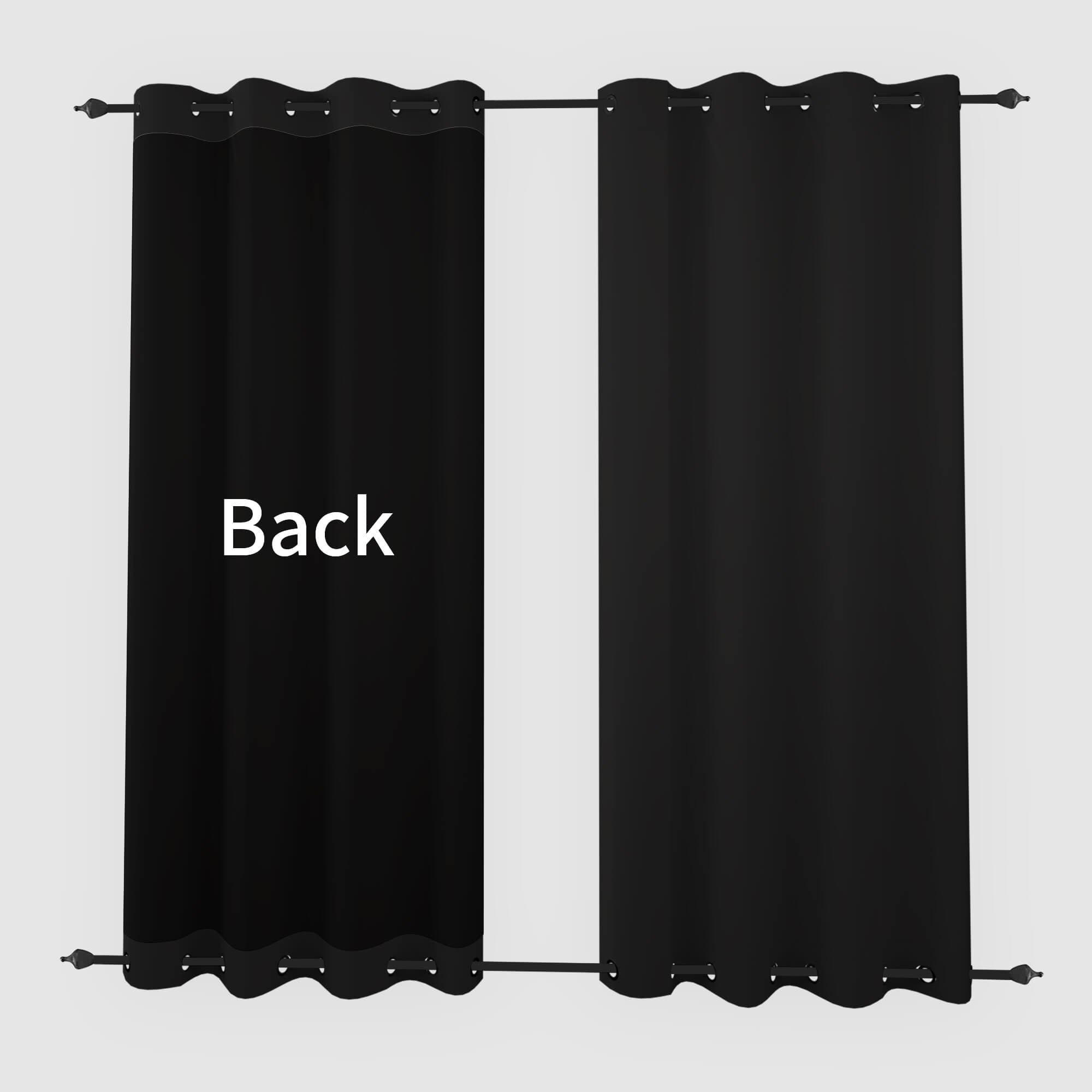 SNOWCITY Blackout Curtains Black - Grommet Top & Bottom