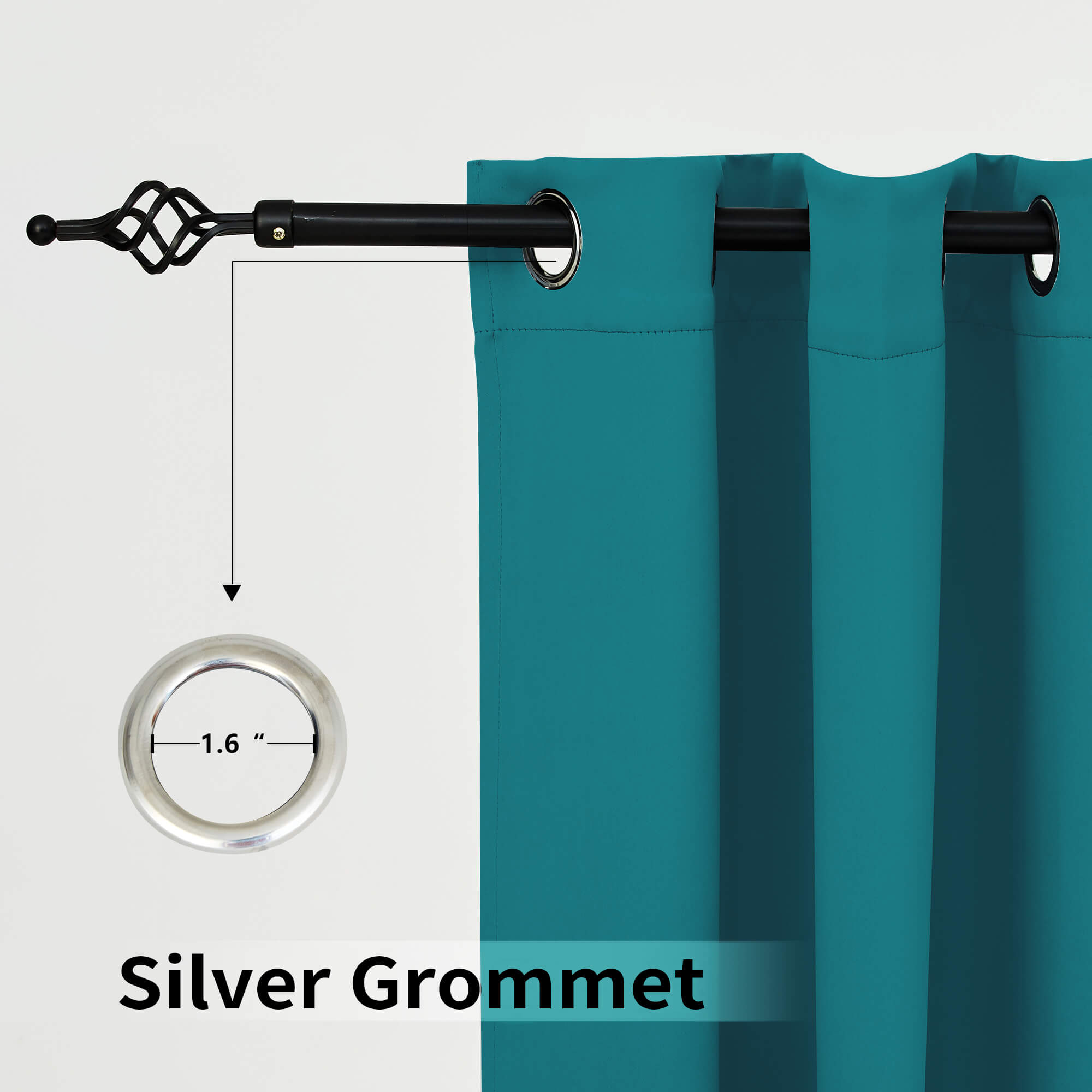 SNOWCITY Blackout Curtains Cyan - Grommet Top