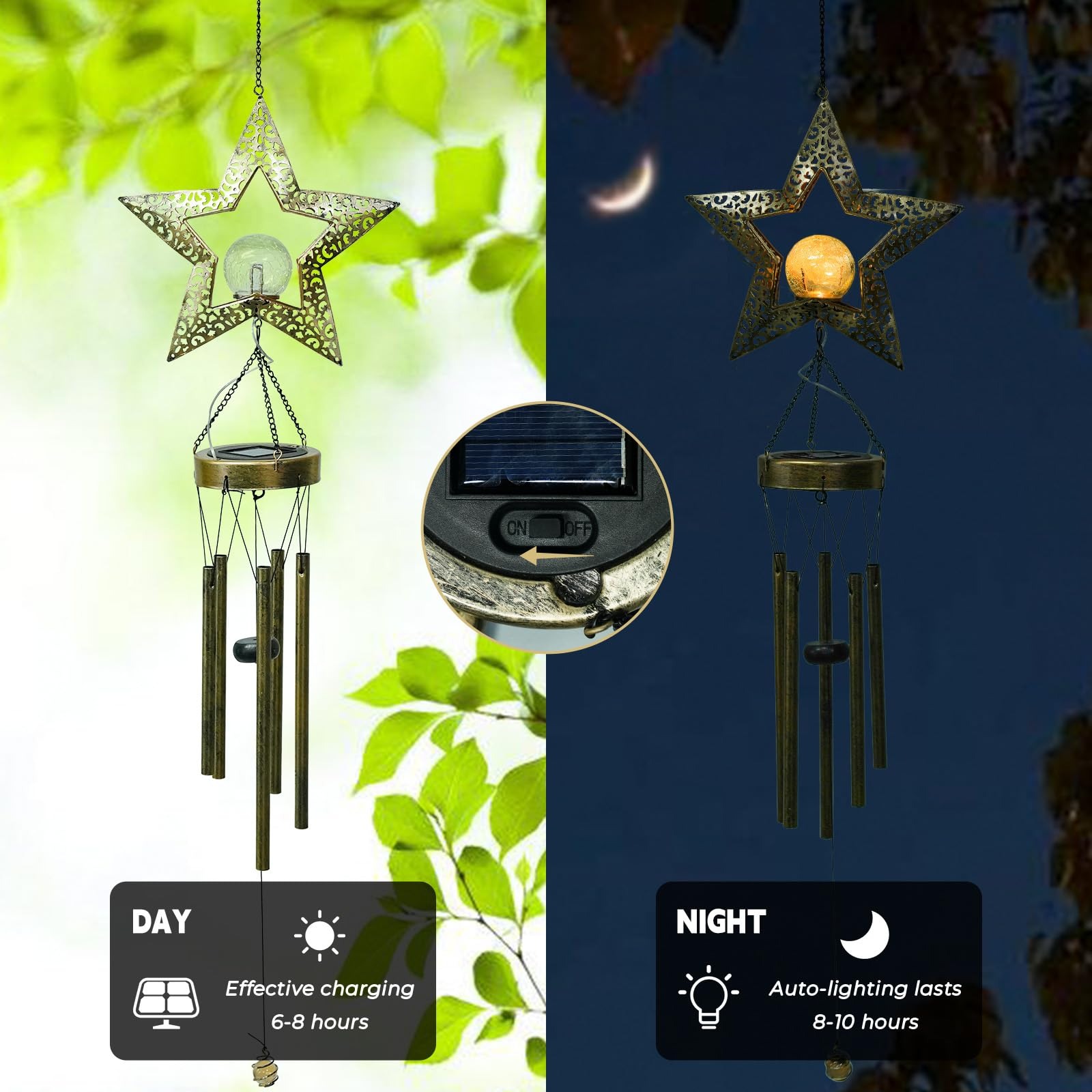 SNOWCITY Outdoor Solar Wind Chimes