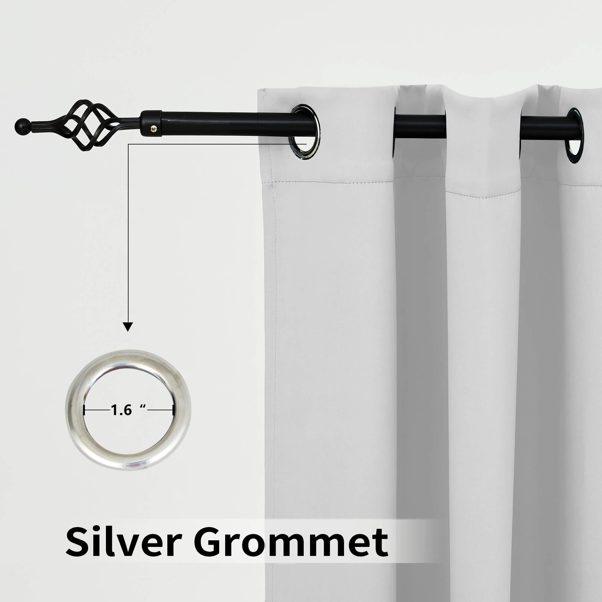 SNOWCITY Blackout Curtains Greyish White - Grommet Top