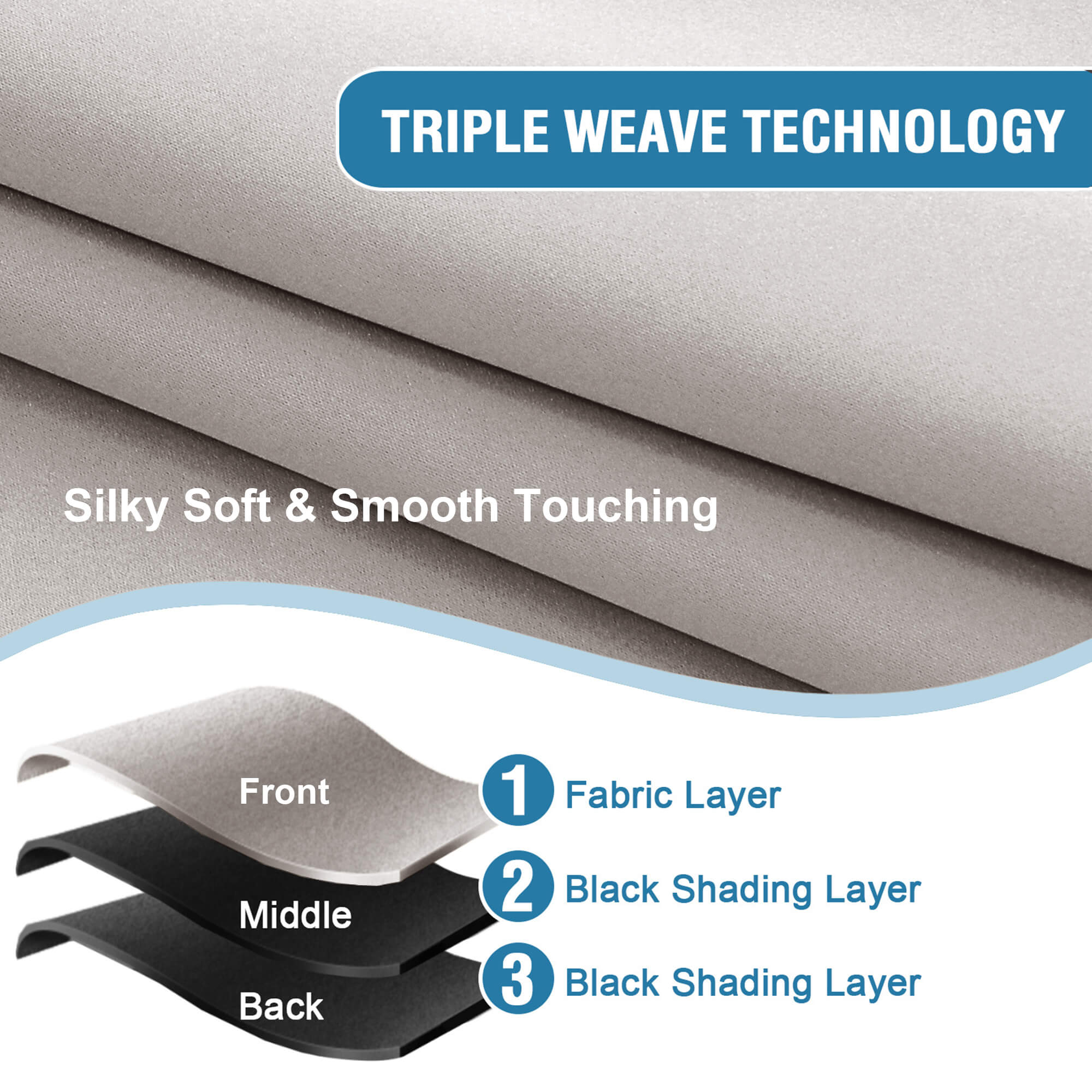 SNOWCITY Blackout Curtains Grayish Brown - Grommet Top