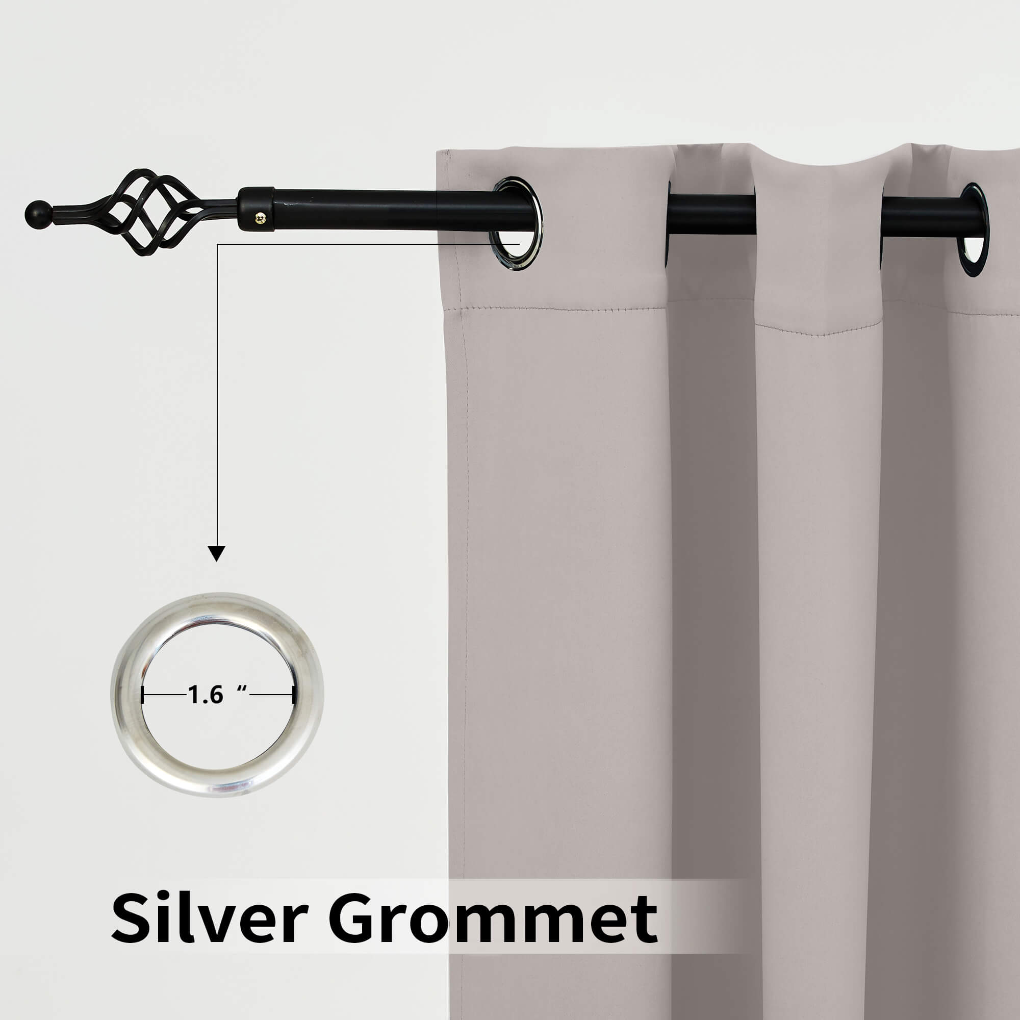 SNOWCITY Blackout Curtains Grayish Brown - Grommet Top