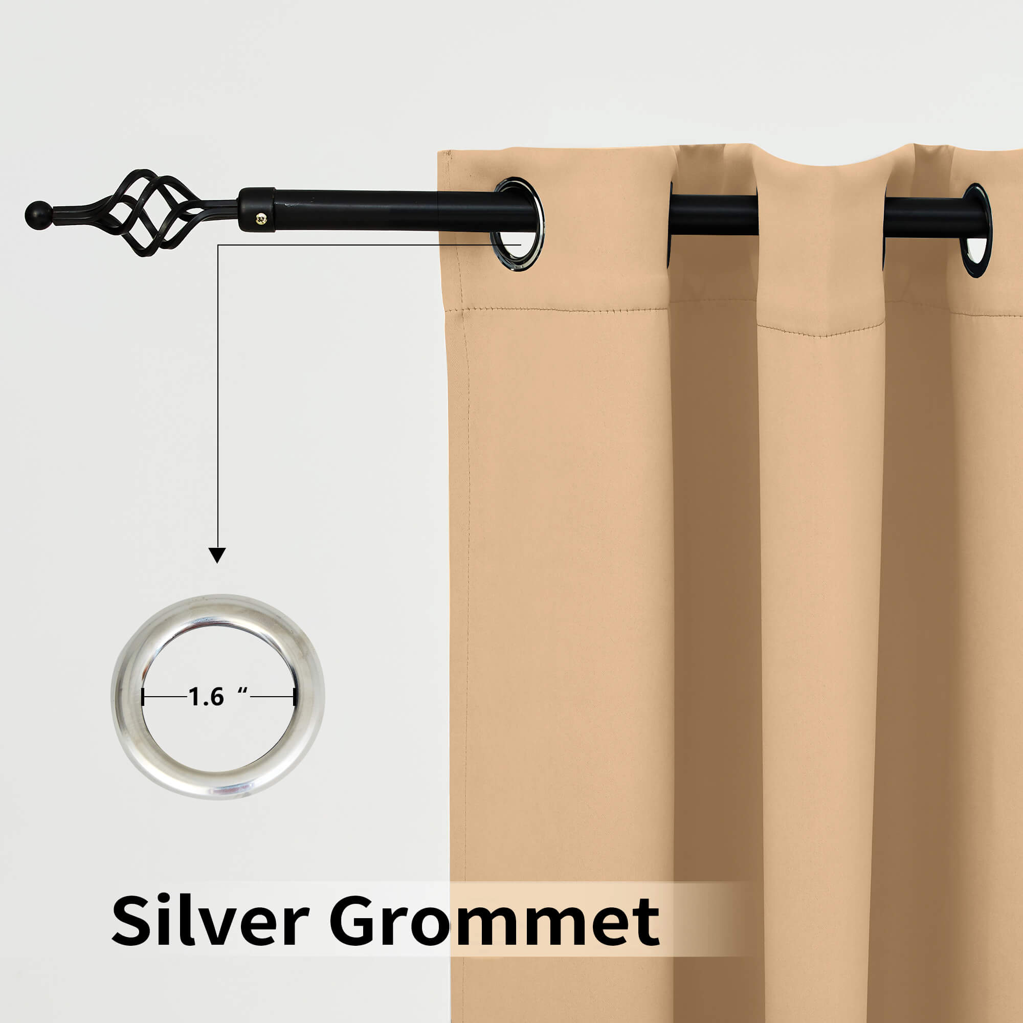 SNOWCITY Blackout Curtains Biscotti Beige - Grommet Top