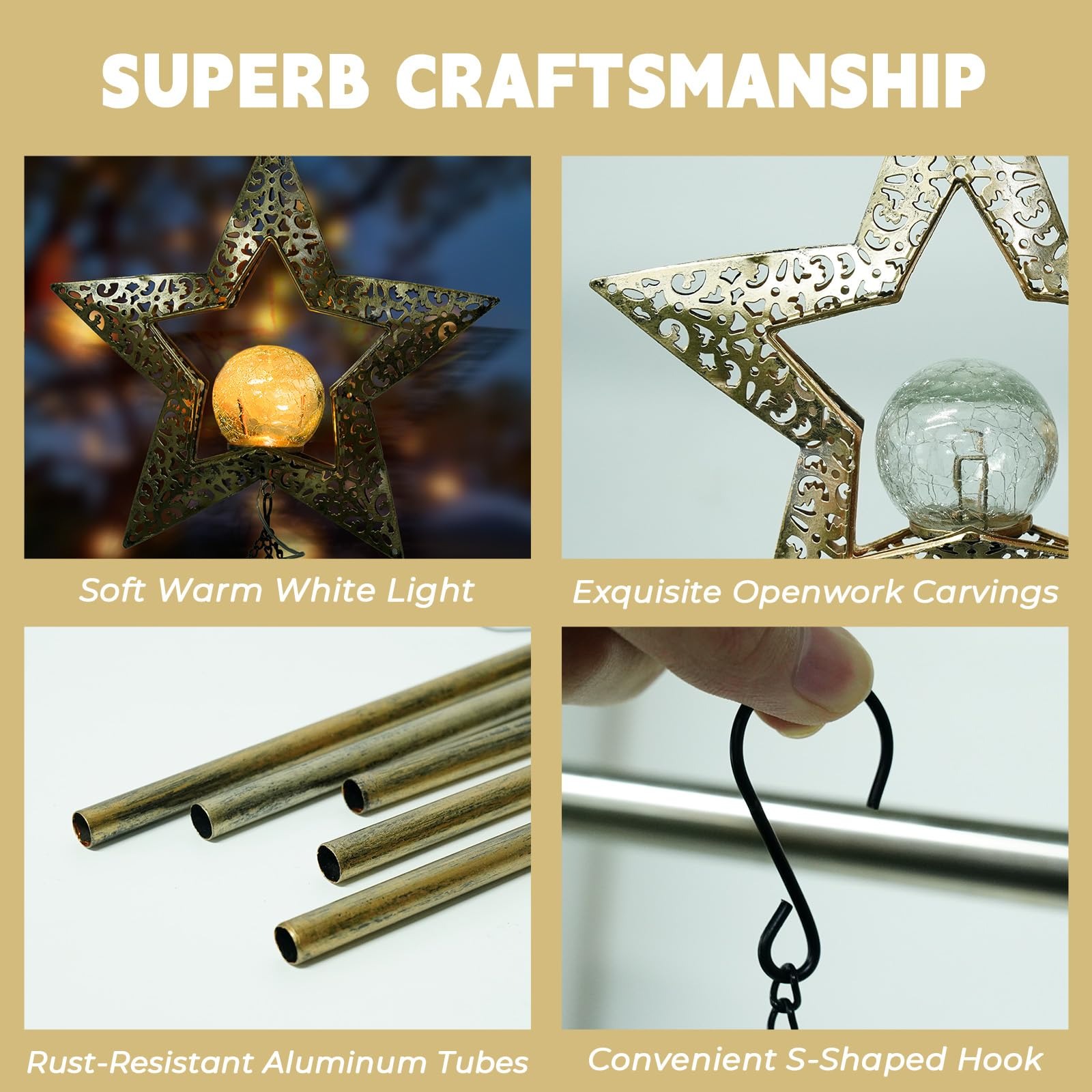 SNOWCITY Outdoor Solar Wind Chimes