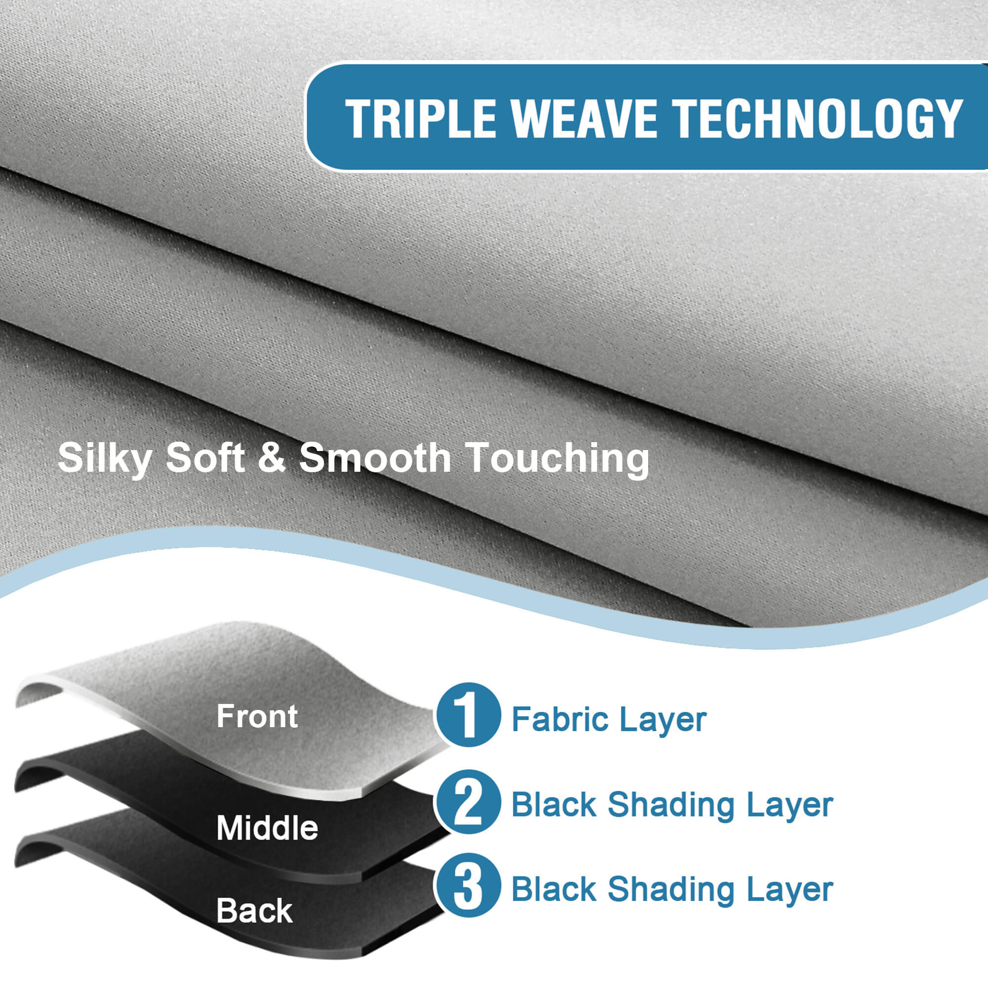 SNOWCITY Blackout Curtains Light Grey - Grommet Top