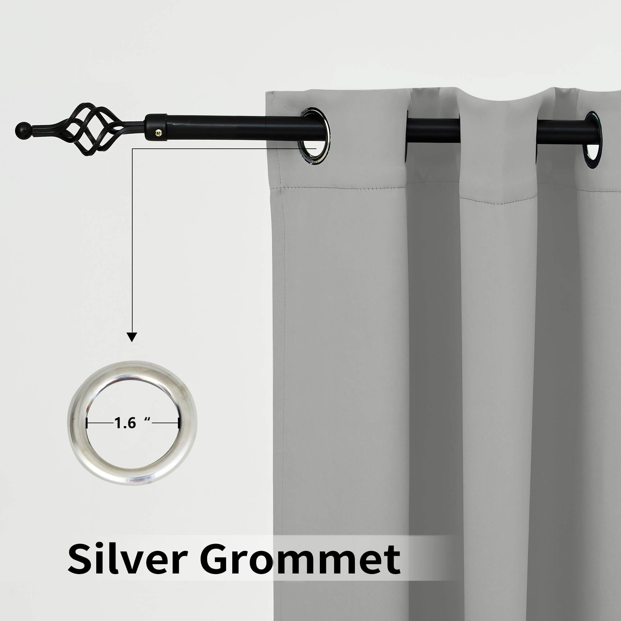 SNOWCITY Blackout Curtains Light Grey - Grommet Top