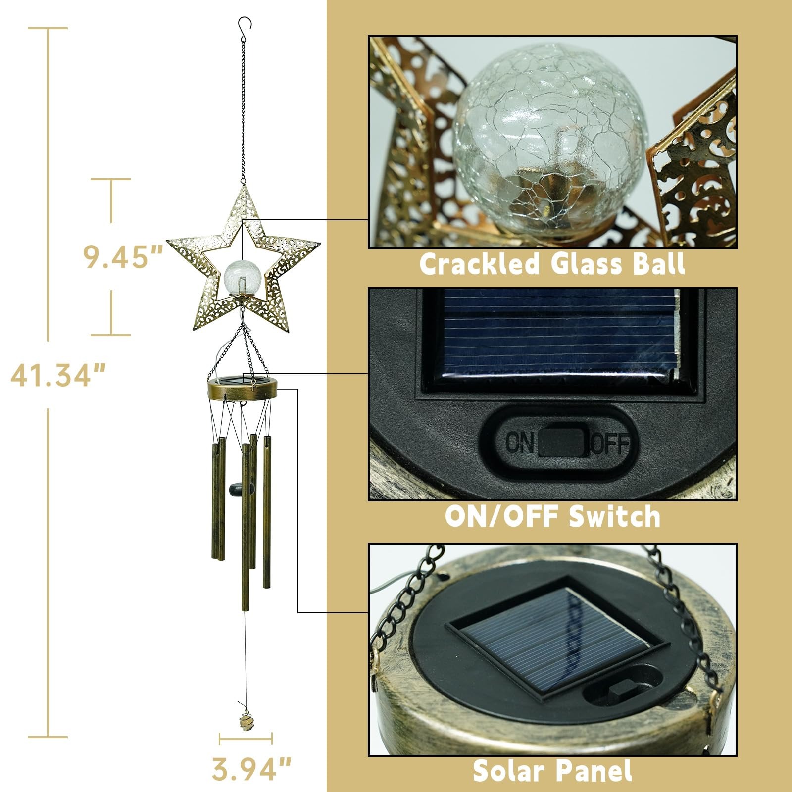 SNOWCITY Outdoor Solar Wind Chimes