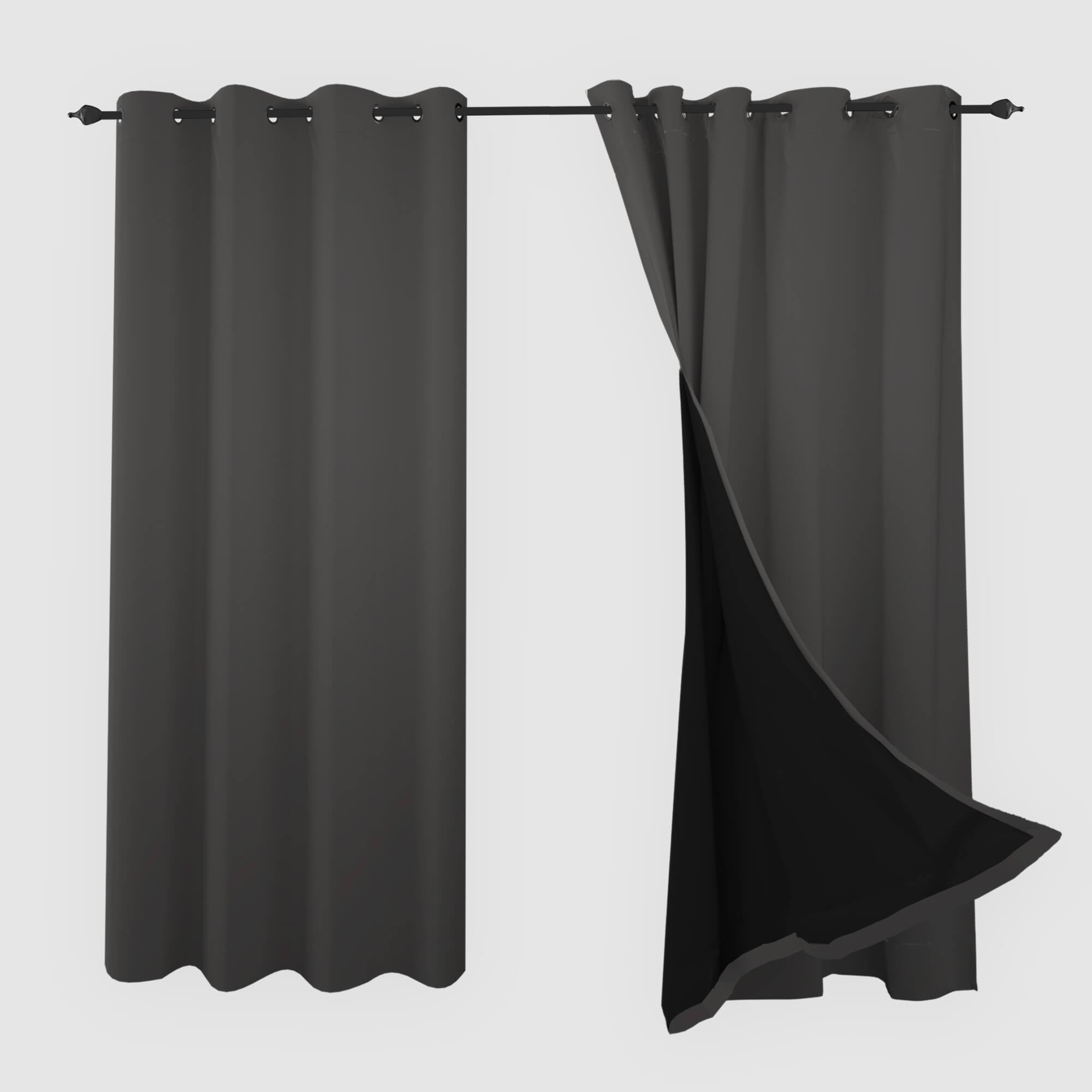 SNOWCITY Blackout Curtains Dark Grey - Grommet Top