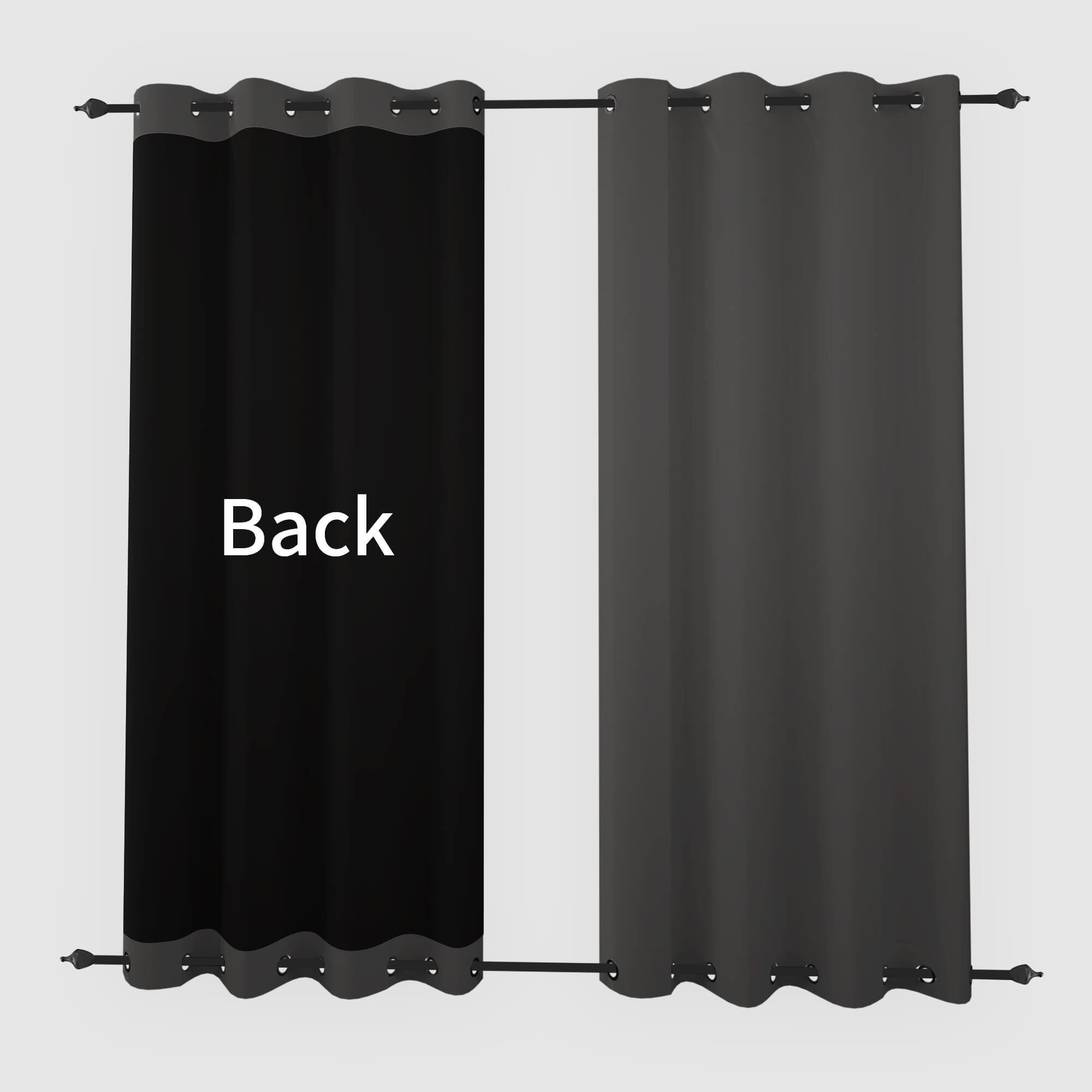 SNOWCITY Blackout Curtains Dark Grey - Grommet Top & Bottom