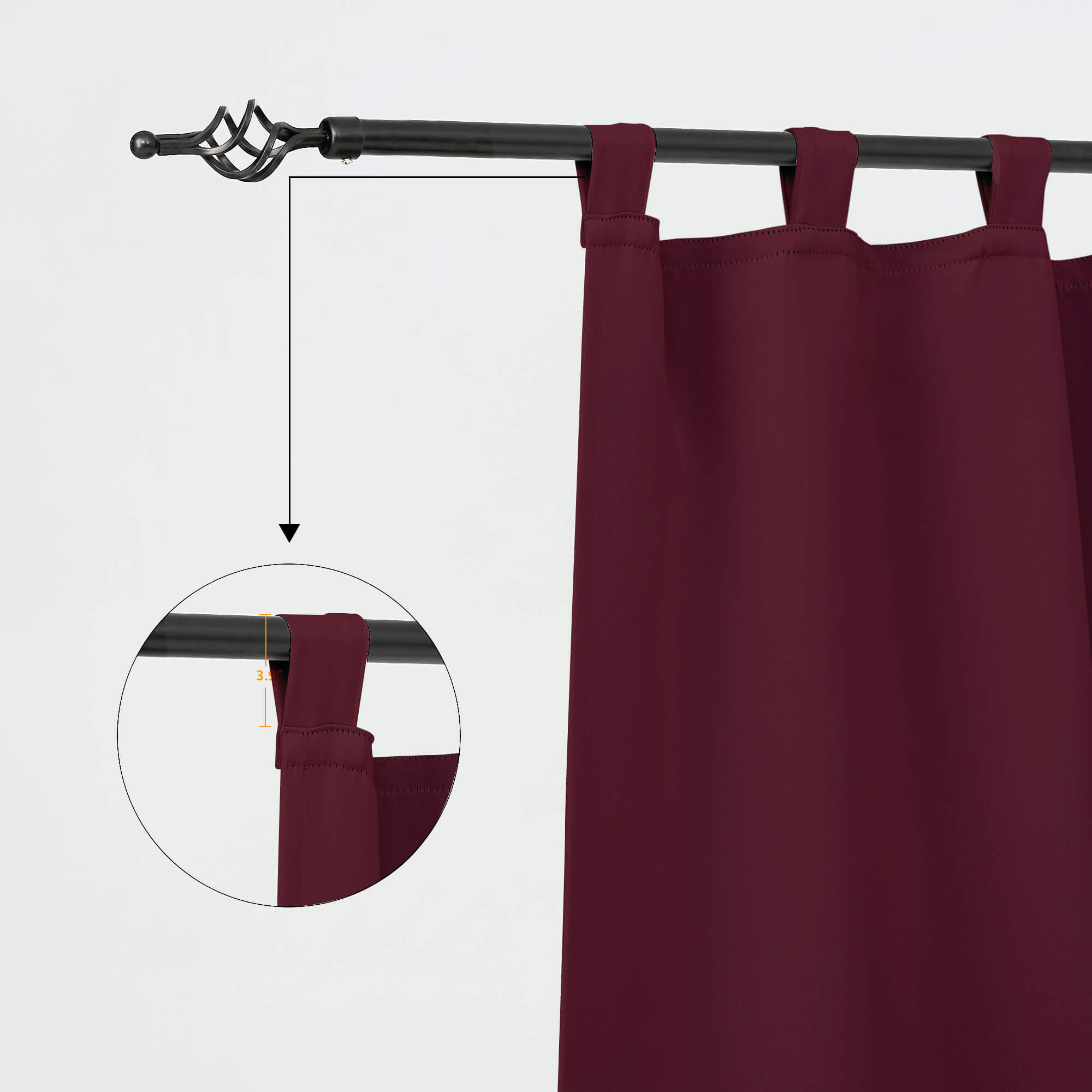 SNOWCITY Blackout Curtains Wine Red - Tab Top
