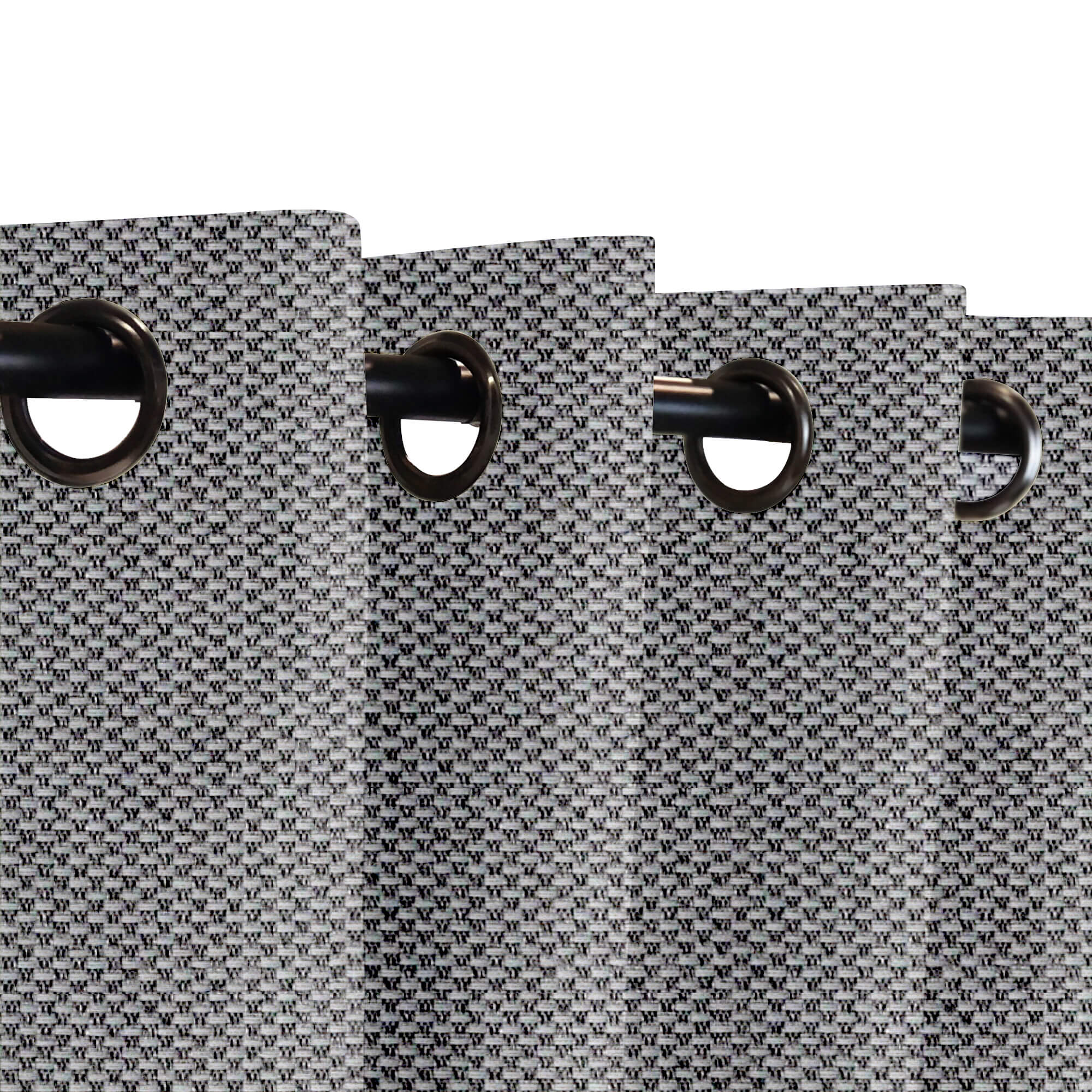 SNOWCITY Custom Sized Outdoor Curtains - Charcoal Weave