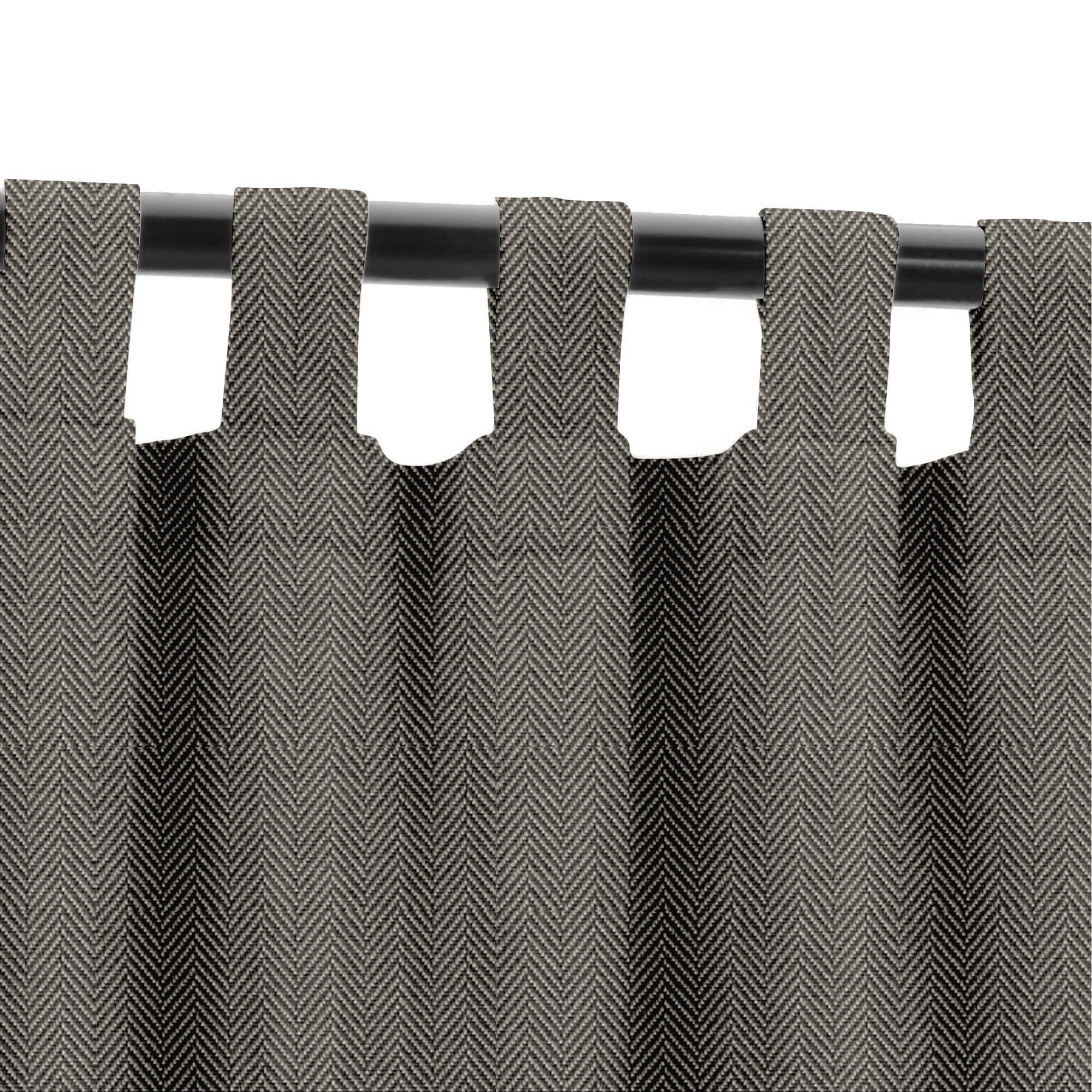 SNOWCITY Custom Sized Outdoor Curtains - Herringbone Charcoal