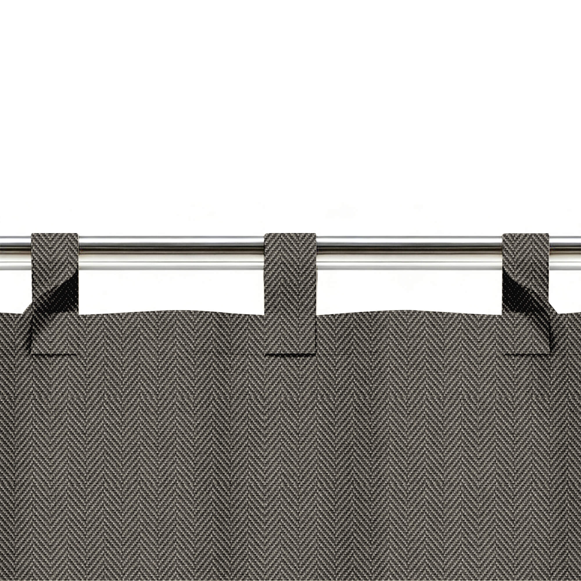 SNOWCITY Custom Sized Outdoor Curtains - Herringbone Charcoal