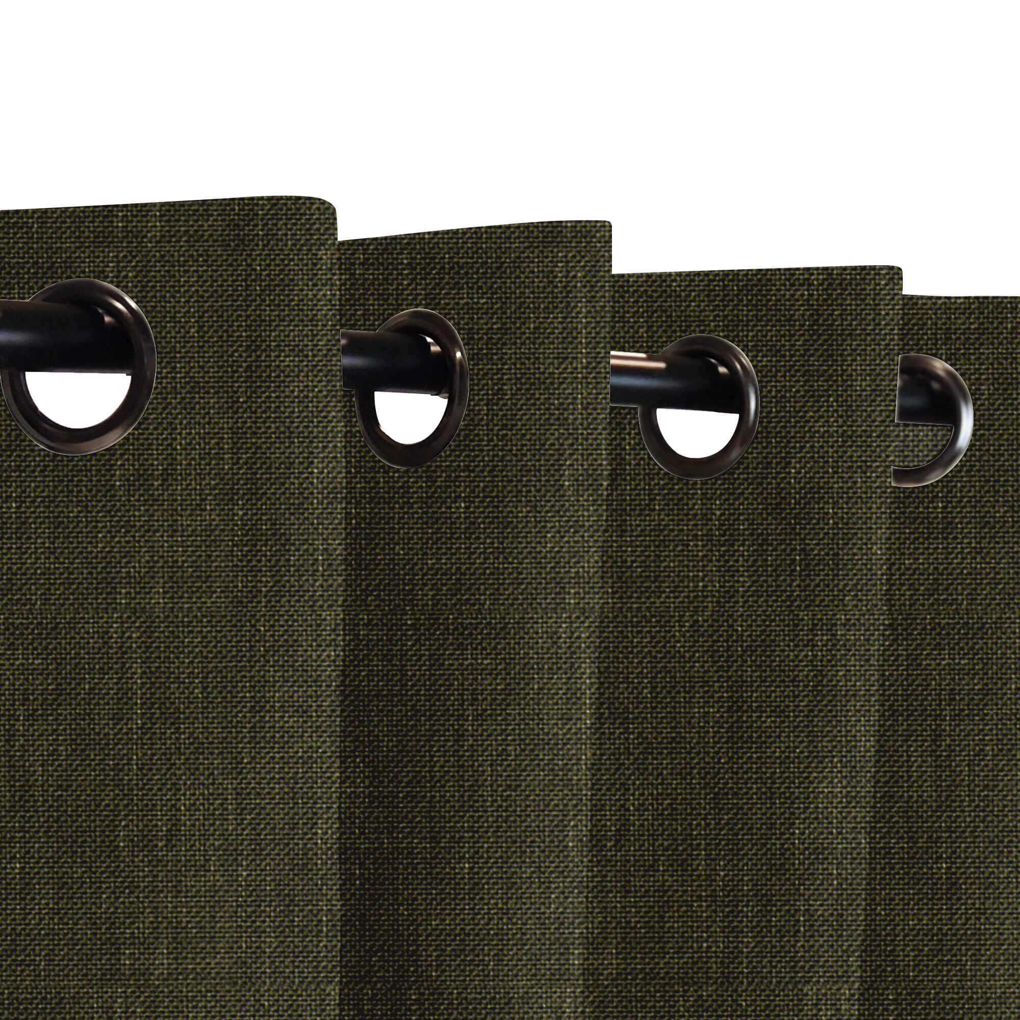 SNOWCITY Custom Sized Outdoor Curtains - Olive Khaki Weave