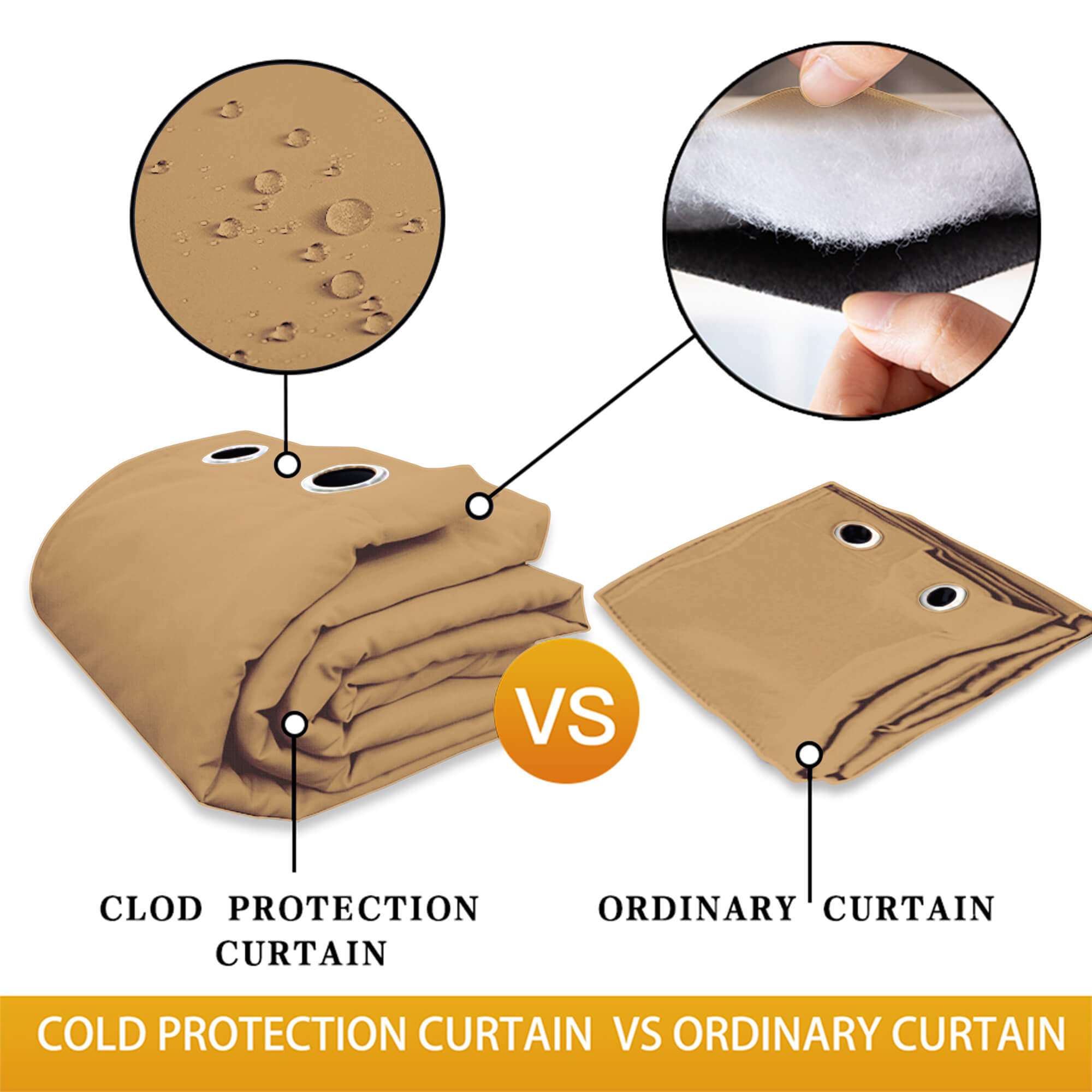 Insulated Outdoor Curtains for Winter - Khaki