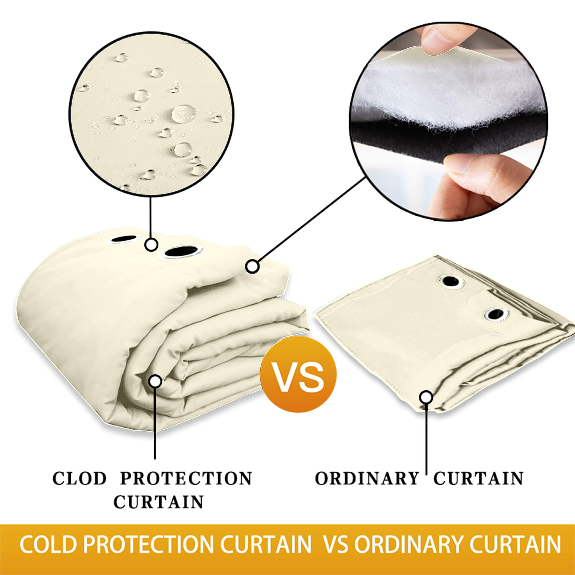 Insulated Outdoor Curtains for Winter - Light Beige