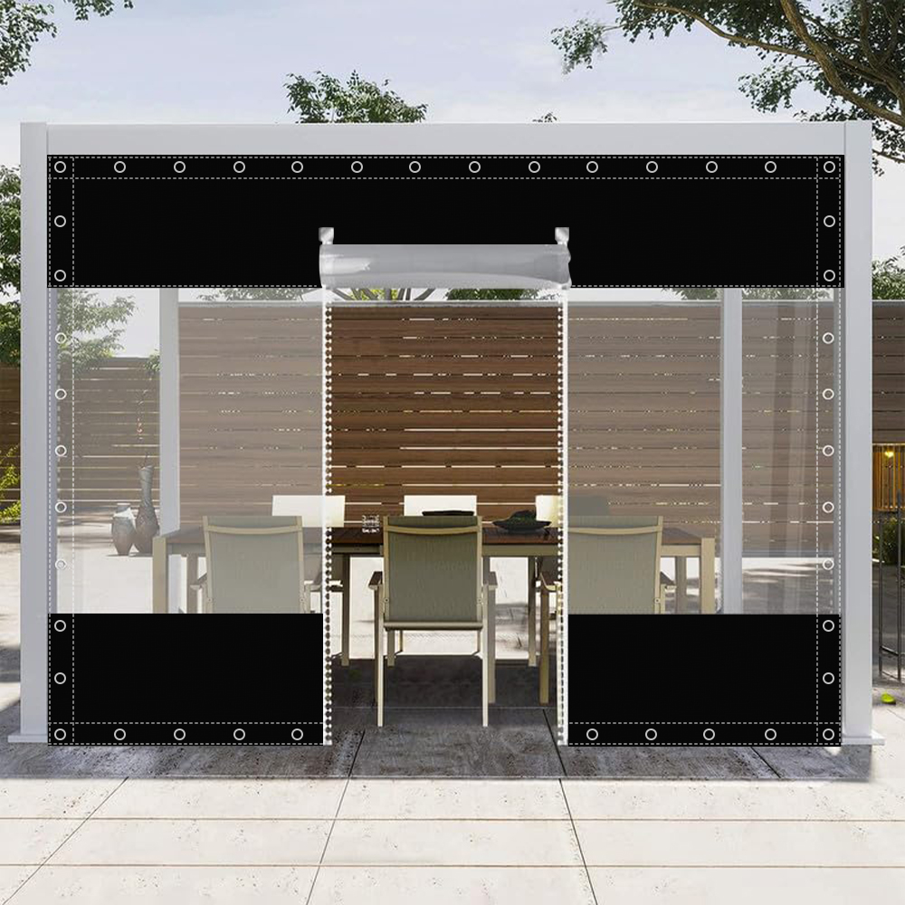 SNOWCITY Clear Vinyl Outdoor Curtains with Zippered Entry for Patio Cover and Garage Door Insulation, 1 Panel