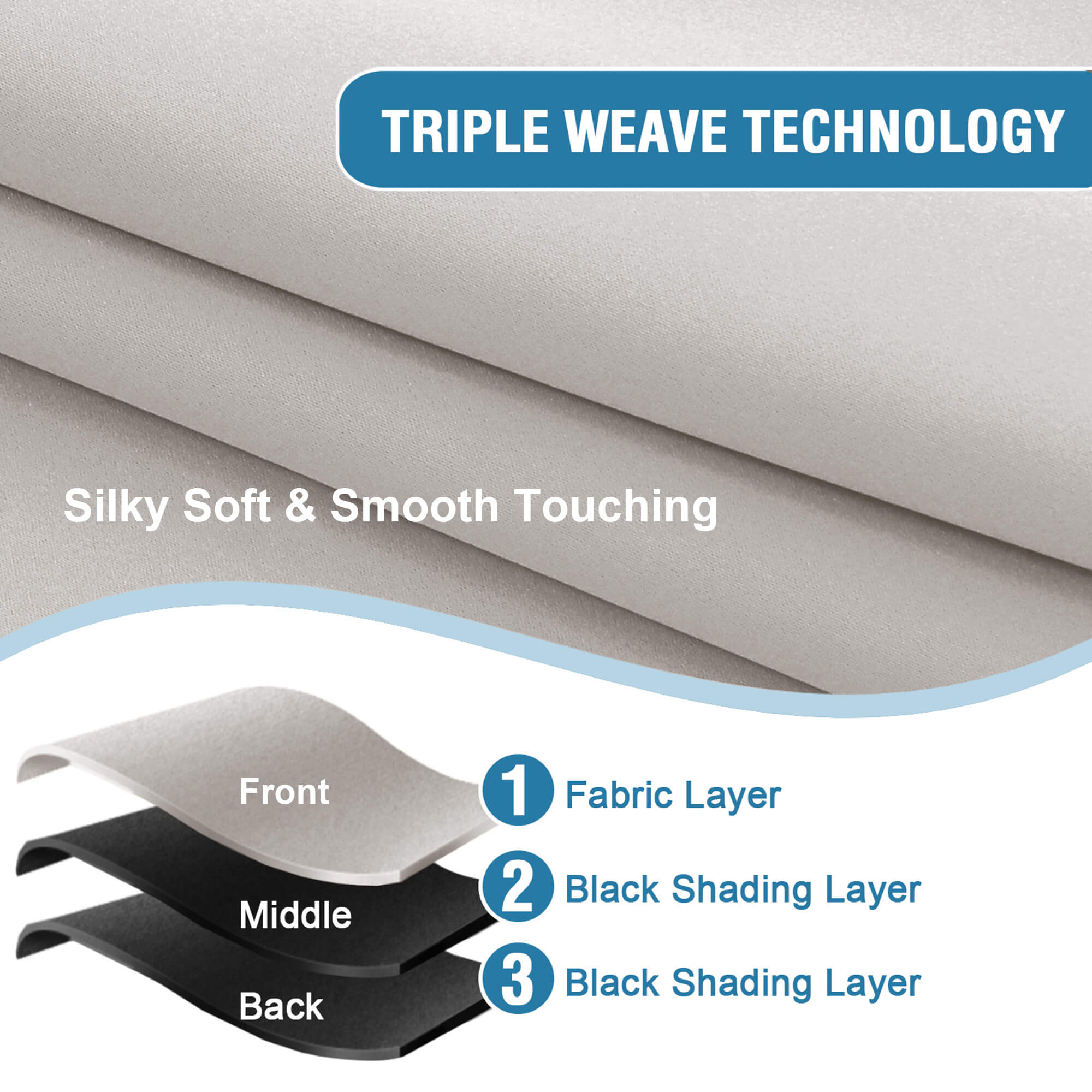 SNOWCITY Blackout Curtains Beige - Grommet Top