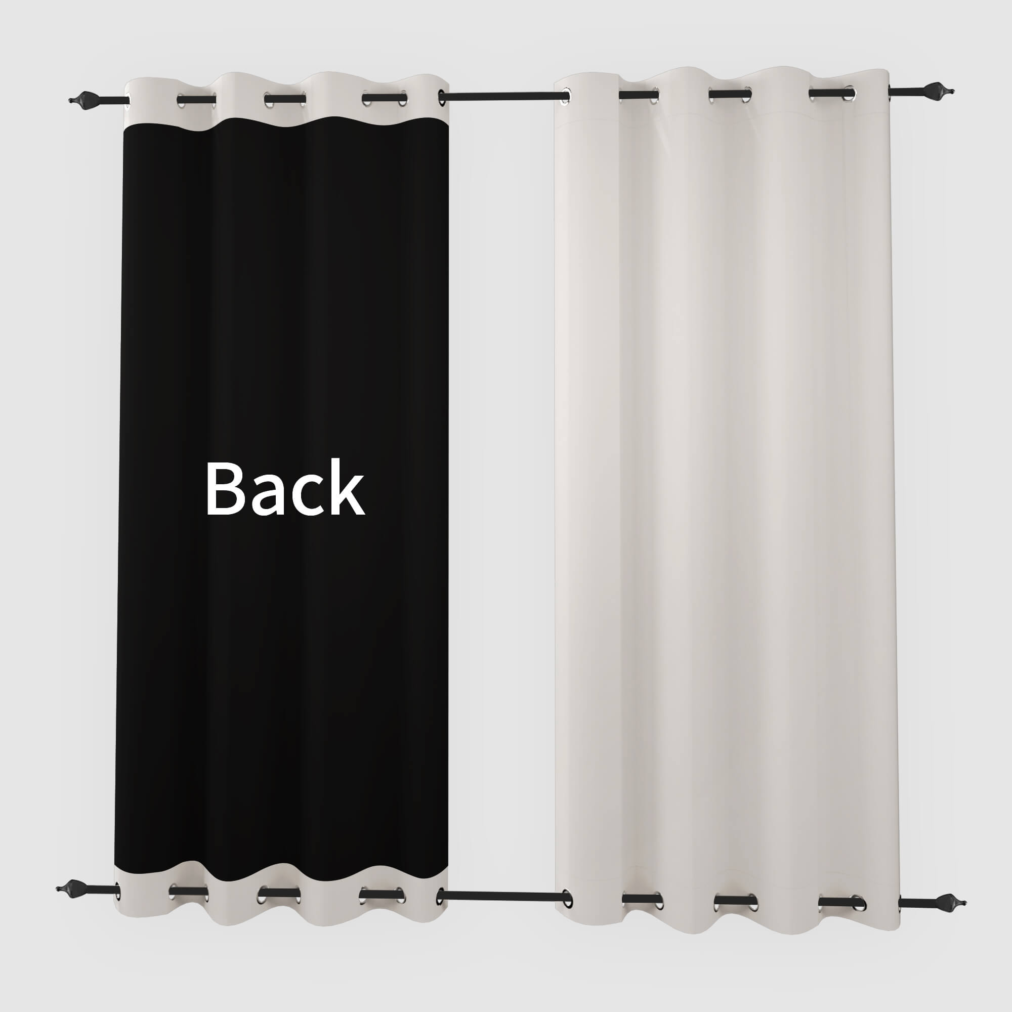 SNOWCITY Blackout Curtains Beige - Grommet Top & Bottom