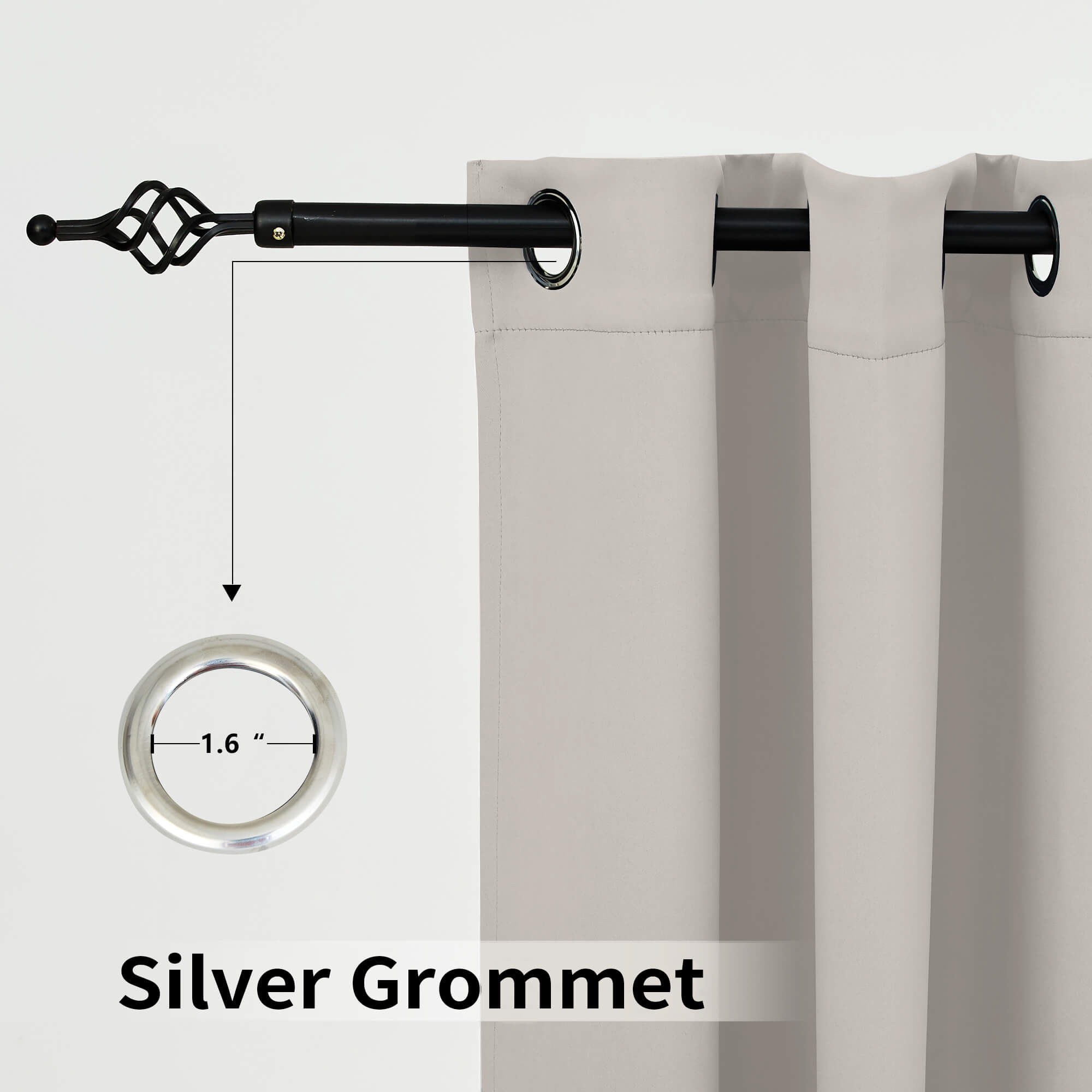 SNOWCITY Blackout Curtains Beige - Grommet Top