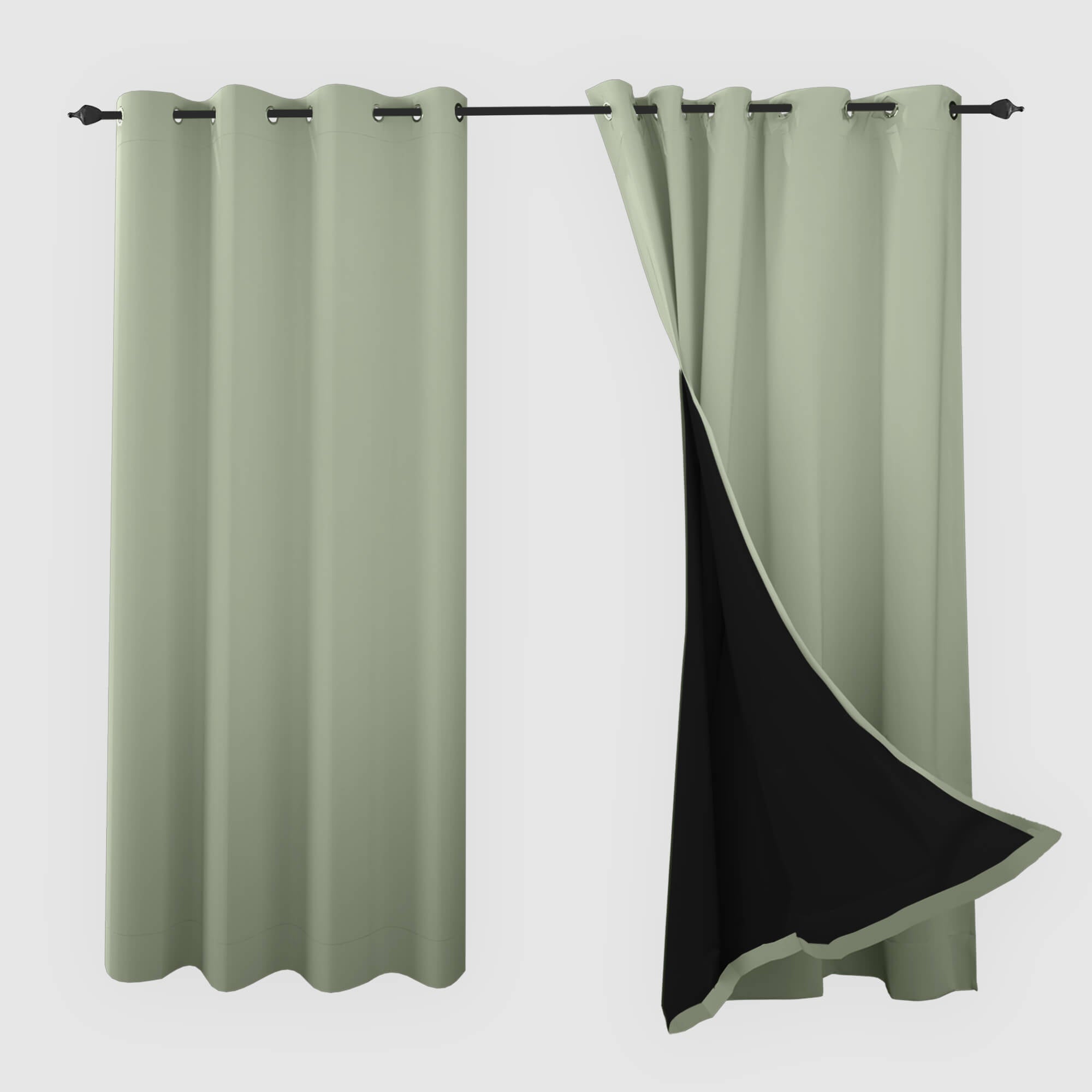 SNOWCITY Blackout Curtains Mint Green - Grommet Top