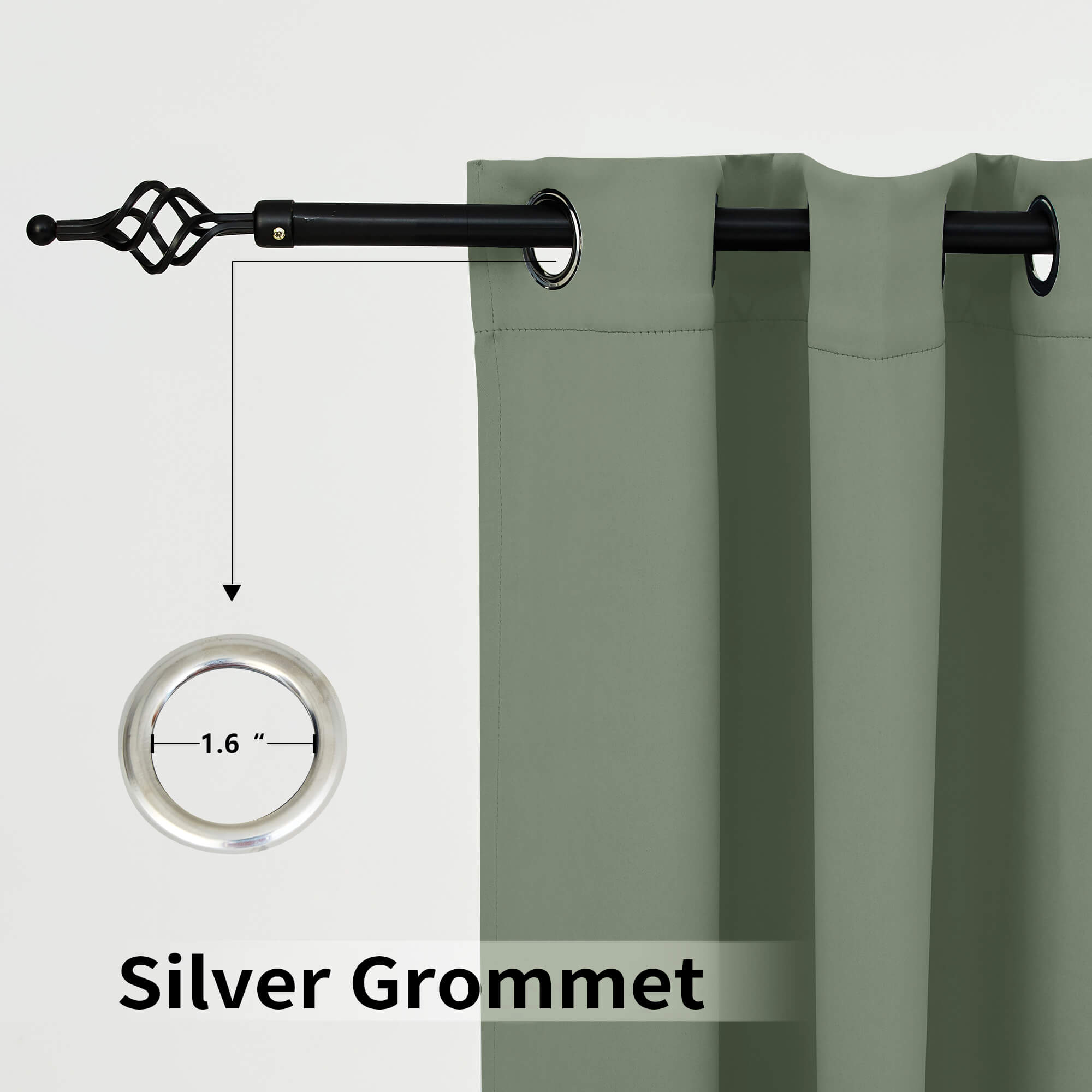 SNOWCITY Blackout Curtains Mint Green - Grommet Top