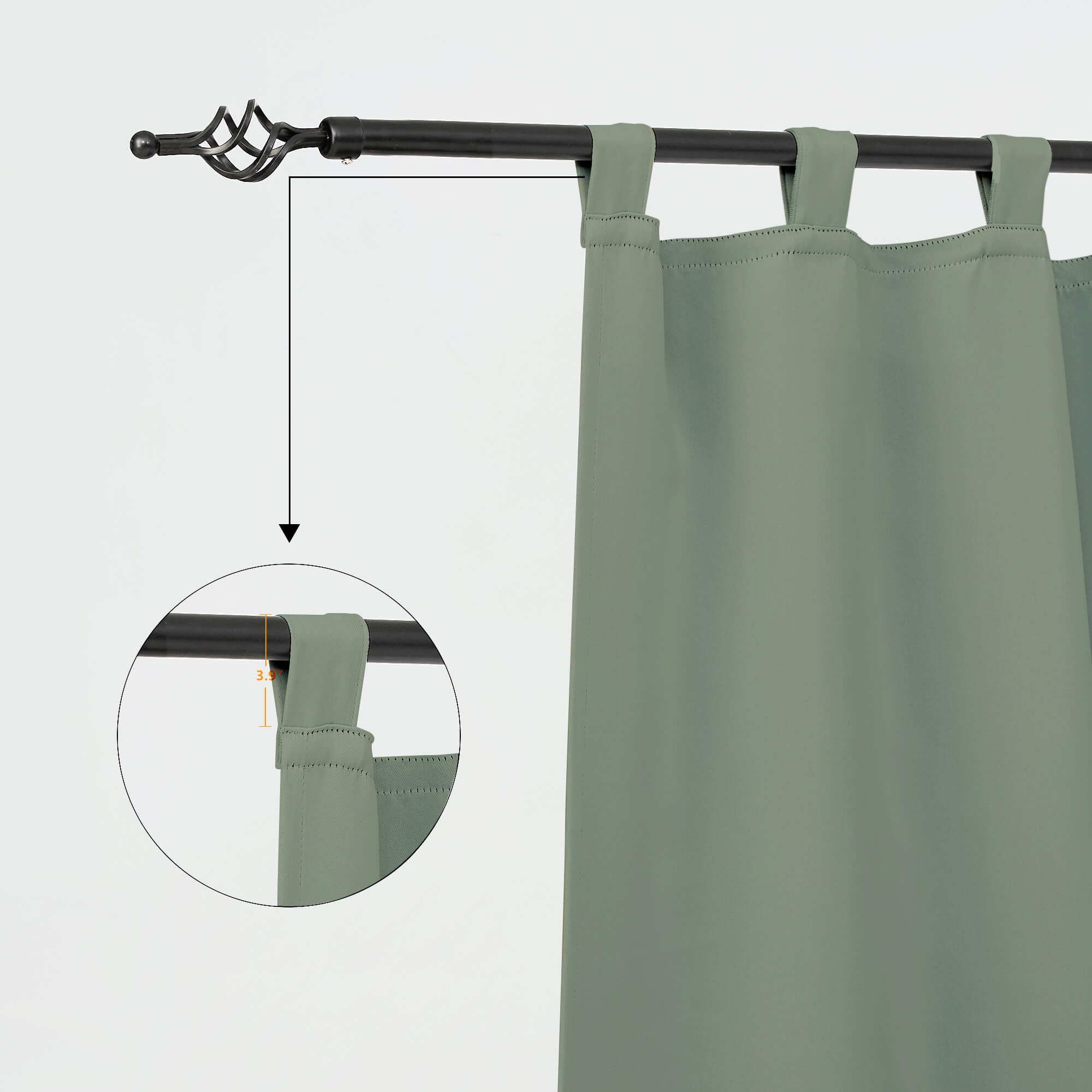 SNOWCITY Blackout Curtains Mint Green - Tab Top