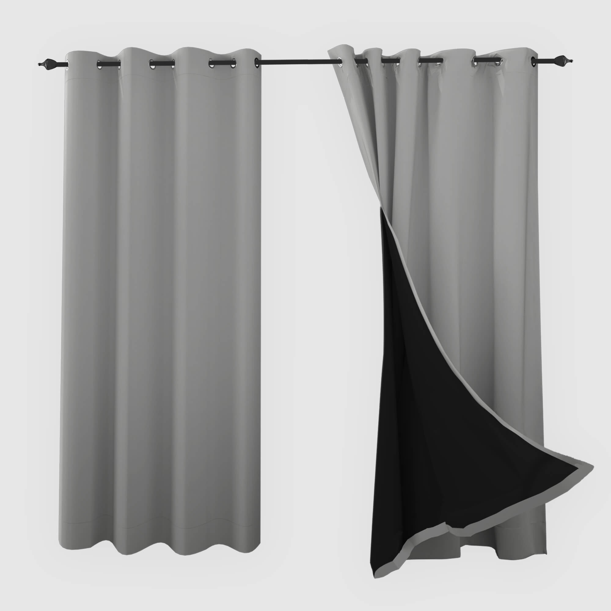 SNOWCITY Blackout Curtains Grey - Grommet Top