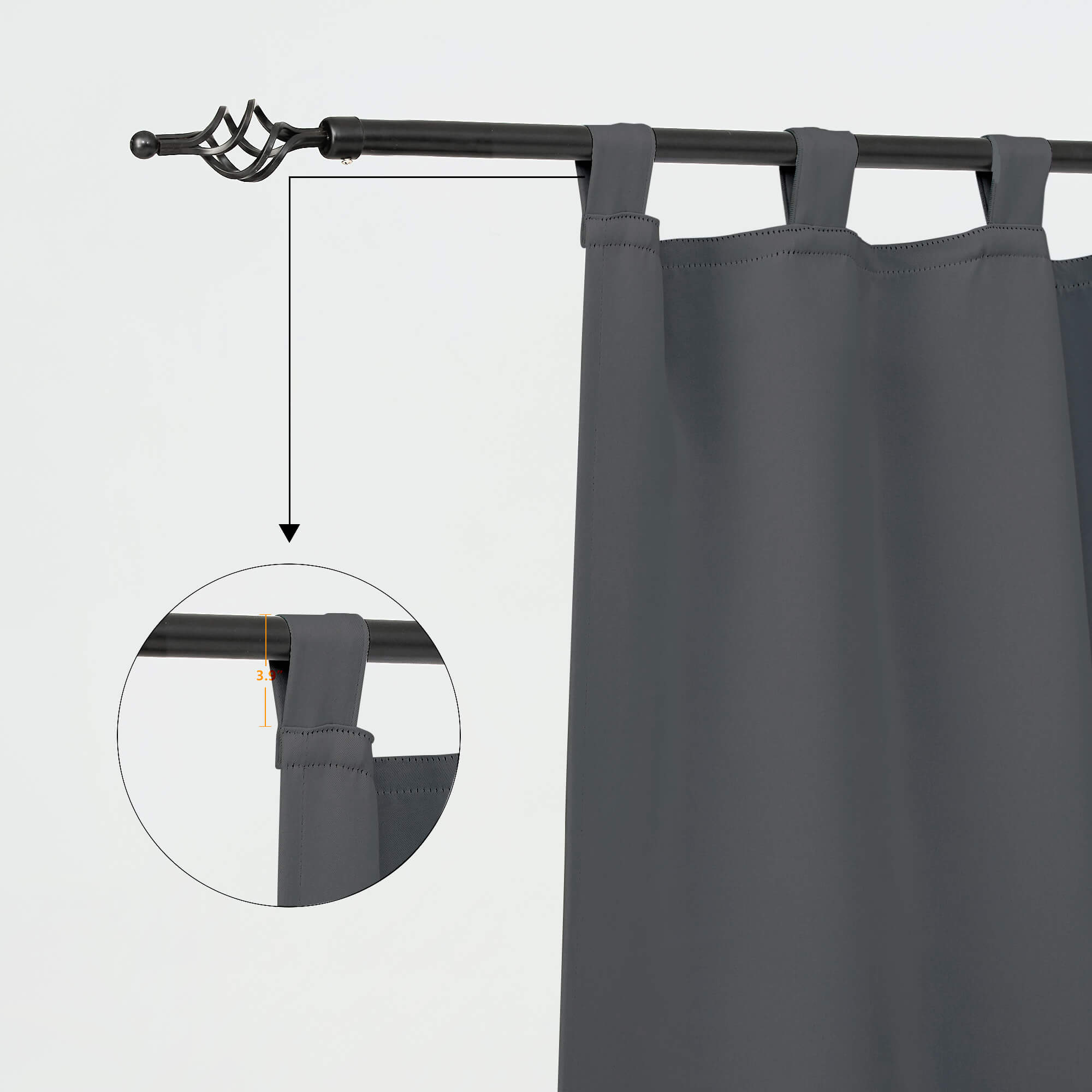 SNOWCITY Blackout Curtains Grey - Tab Top