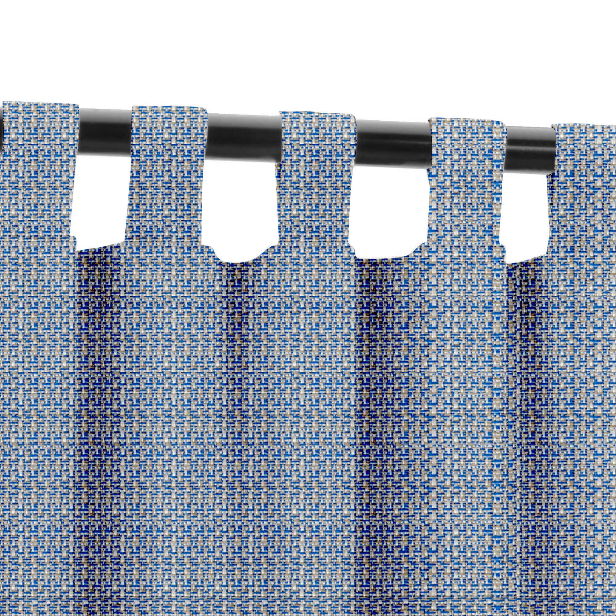 SNOWCITY Custom Sized Outdoor Curtains - Azure Herringbone Check