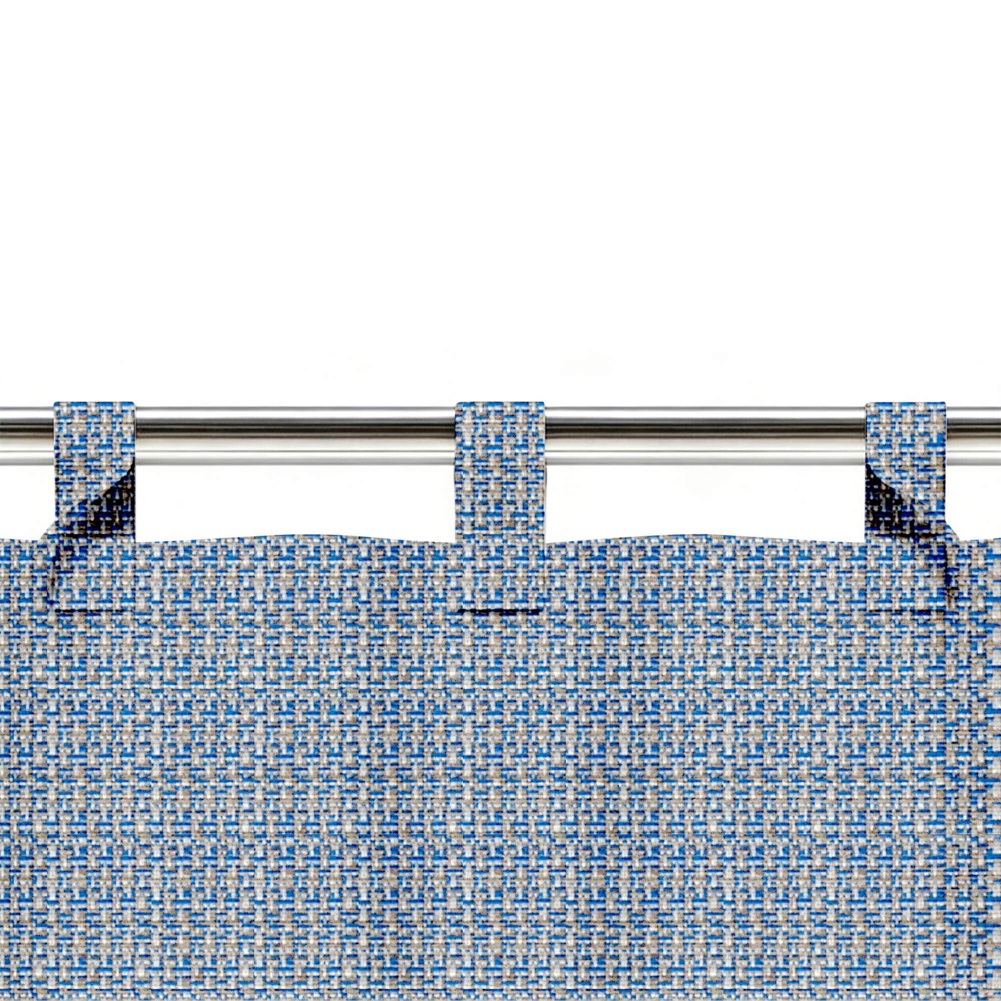 SNOWCITY Custom Sized Outdoor Curtains - Azure Herringbone Check