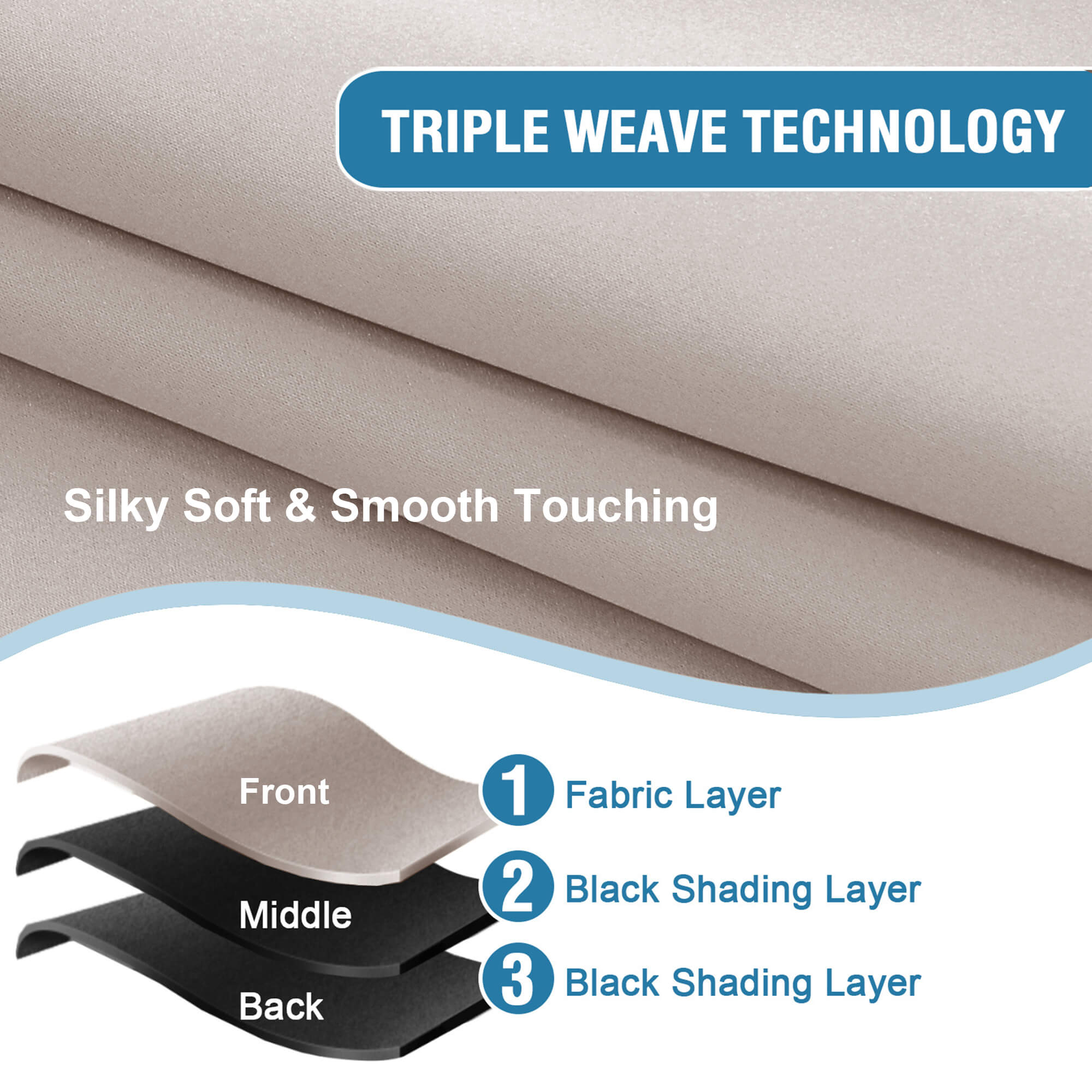 SNOWCITY Blackout Curtains Dark Beige - Grommet Top