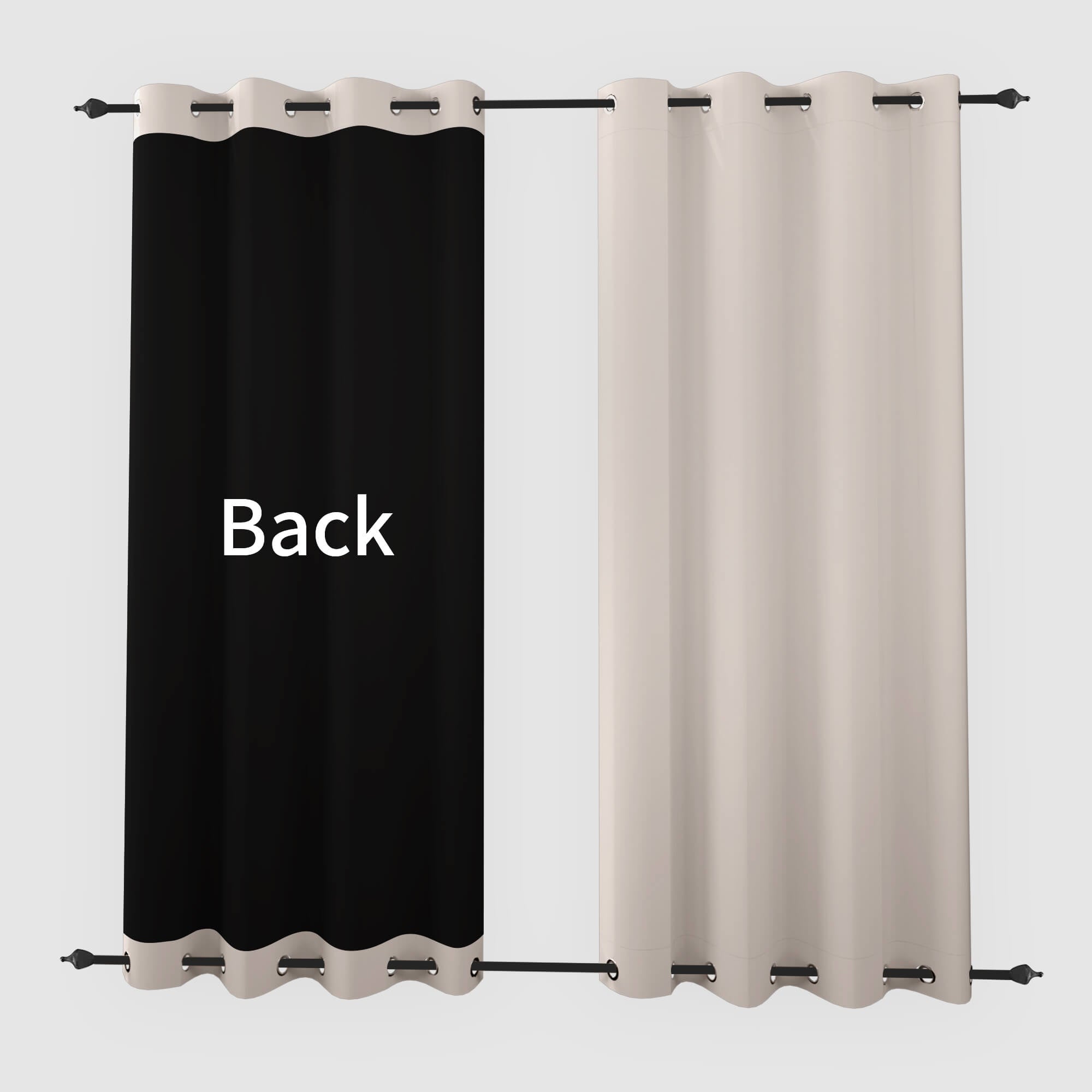 SNOWCITY Blackout Curtains Dark Beige - Grommet Top & Bottom