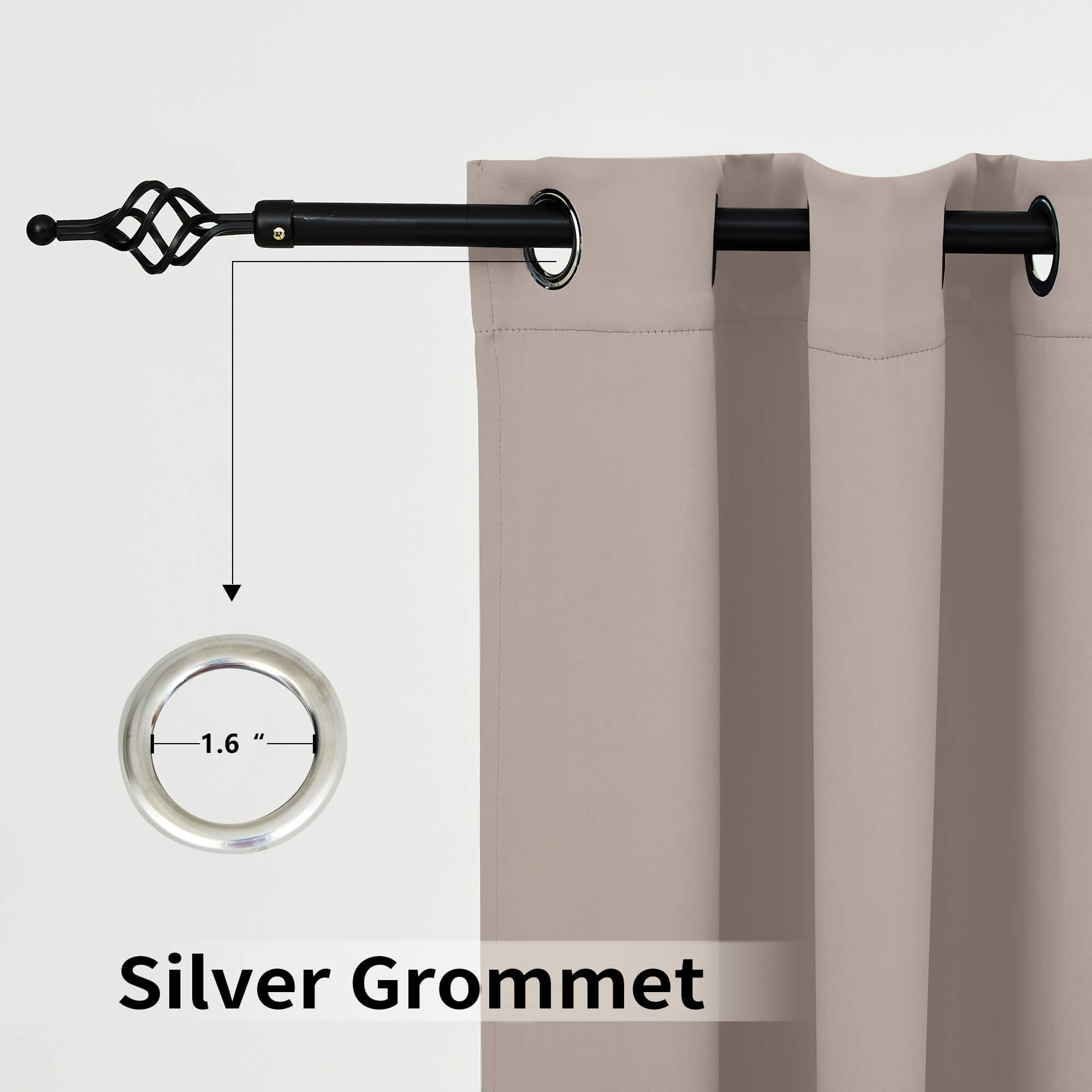 SNOWCITY Blackout Curtains Dark Beige - Grommet Top