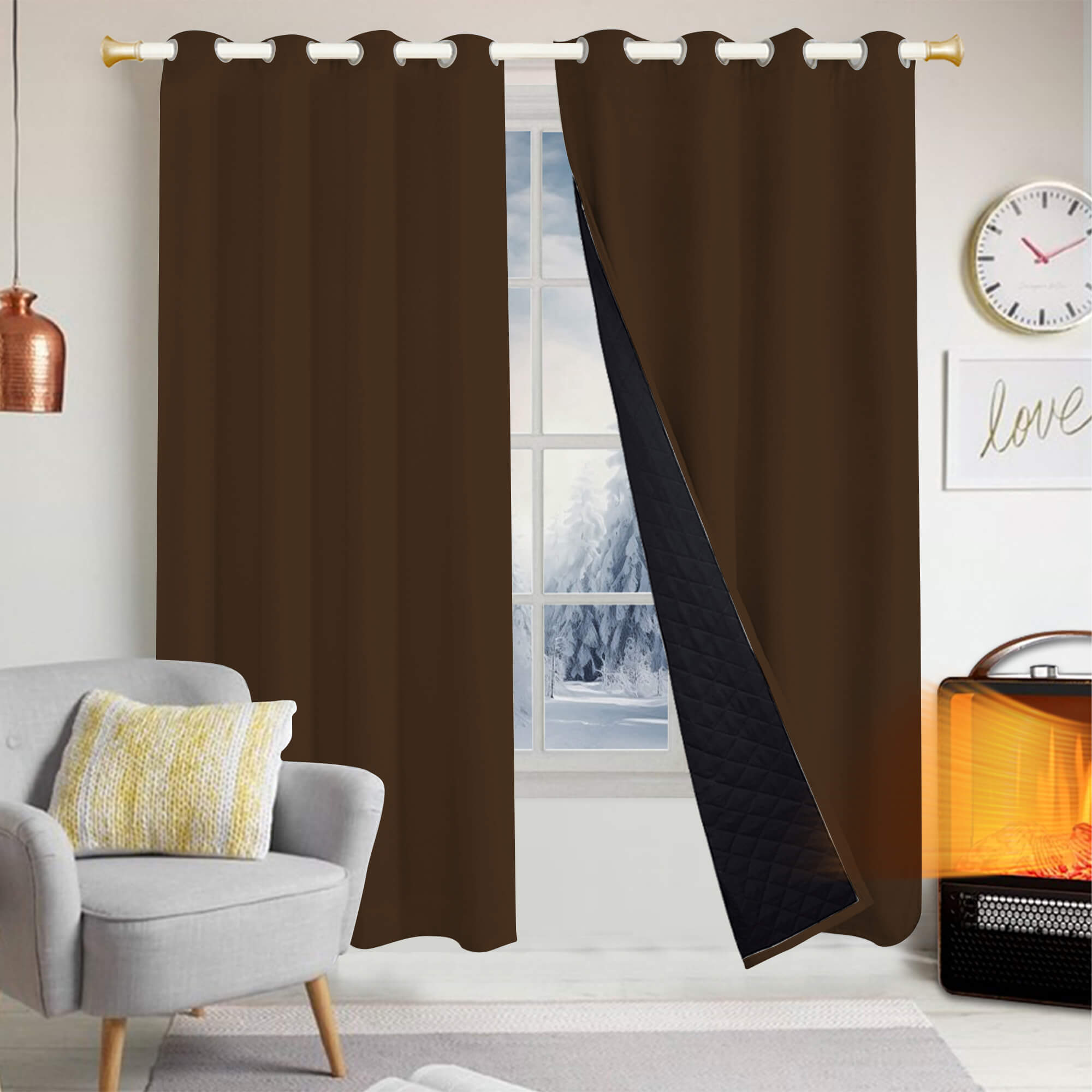 Insulated Outdoor Curtains for Winter - Coffee