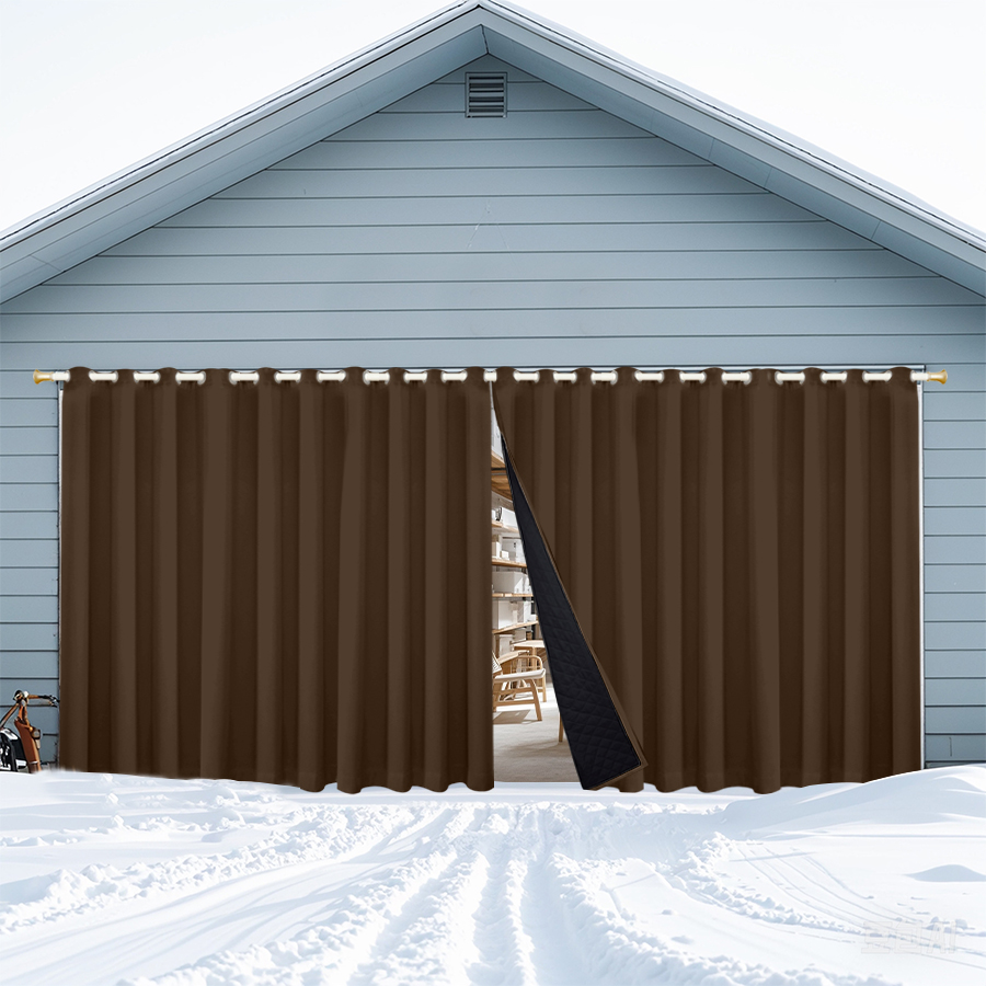 Insulated Outdoor Curtains for Winter - Coffee