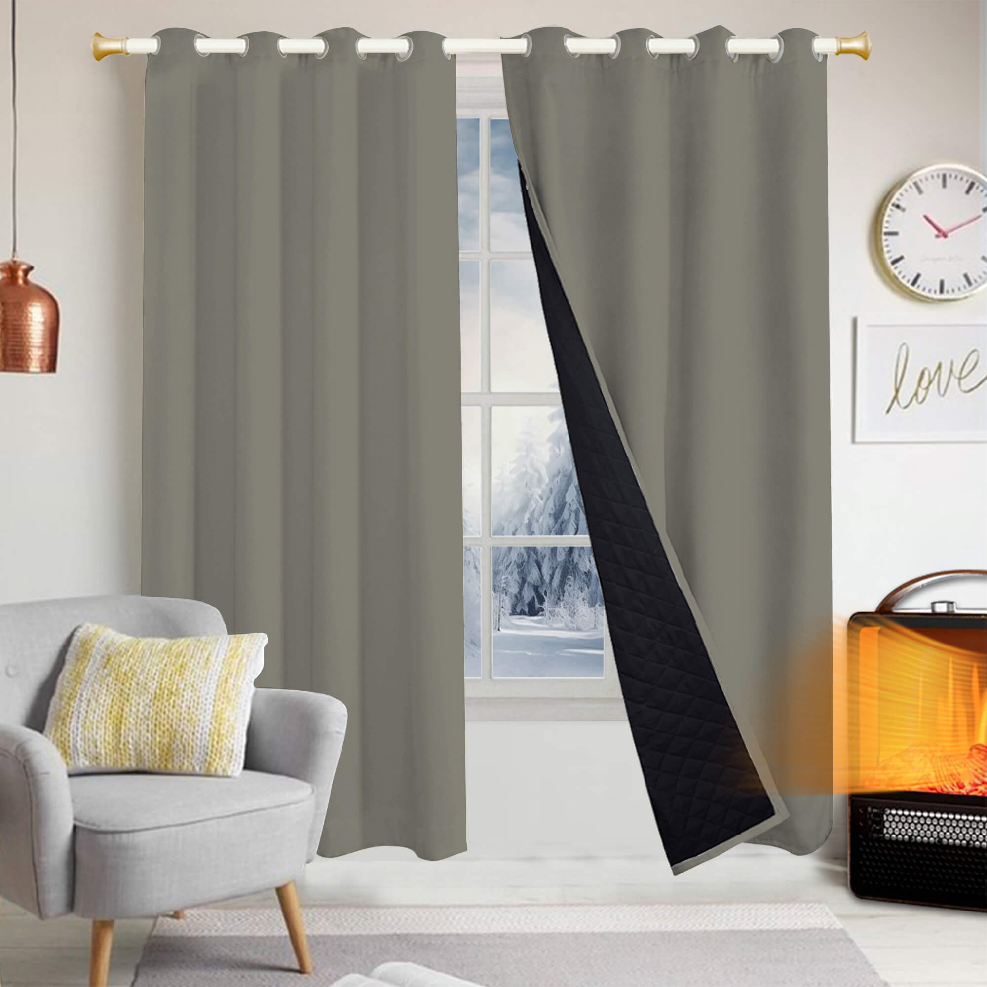 Insulated Outdoor Curtains for Winter - Light Gray