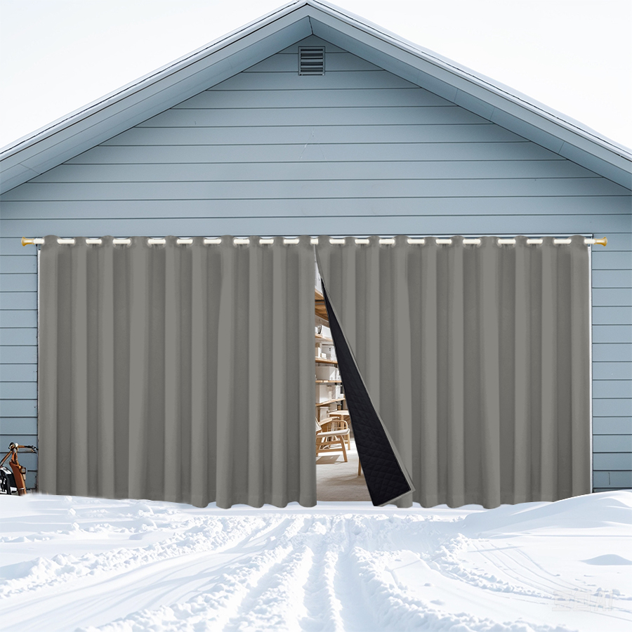 Insulated Outdoor Curtains for Winter - Light Gray