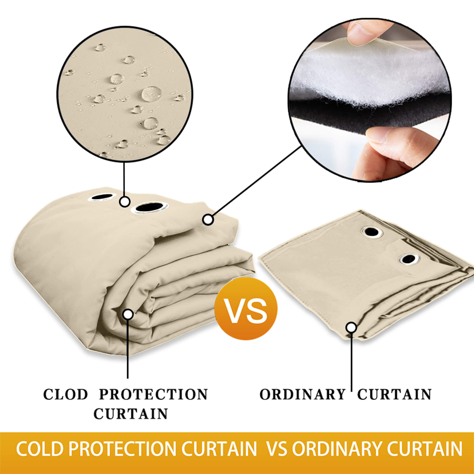 Insulated Outdoor Curtains for Winter - Soft Beige