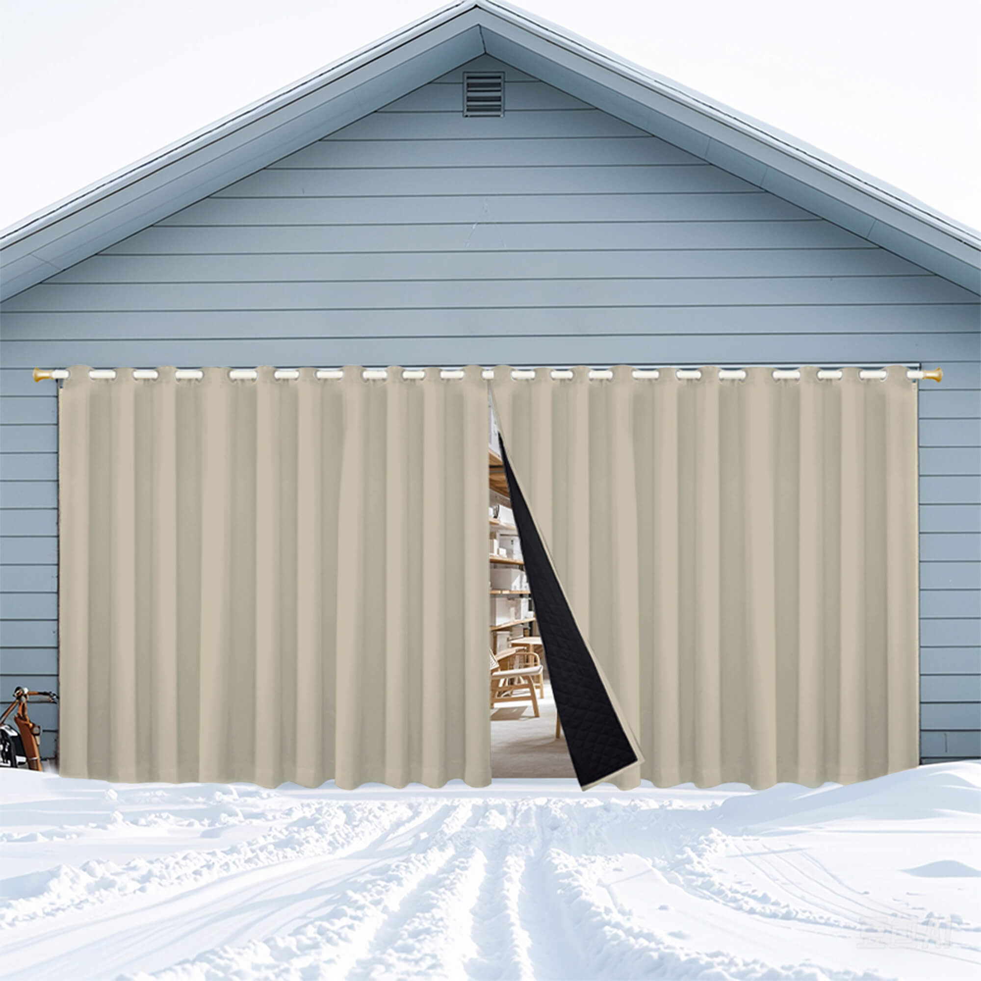 Insulated Outdoor Curtains for Winter - Soft Beige