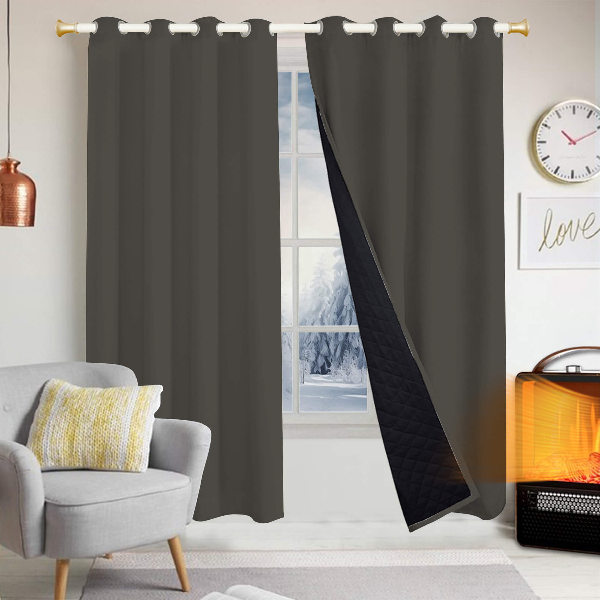 Insulated Outdoor Curtains for Winter - Charcoal