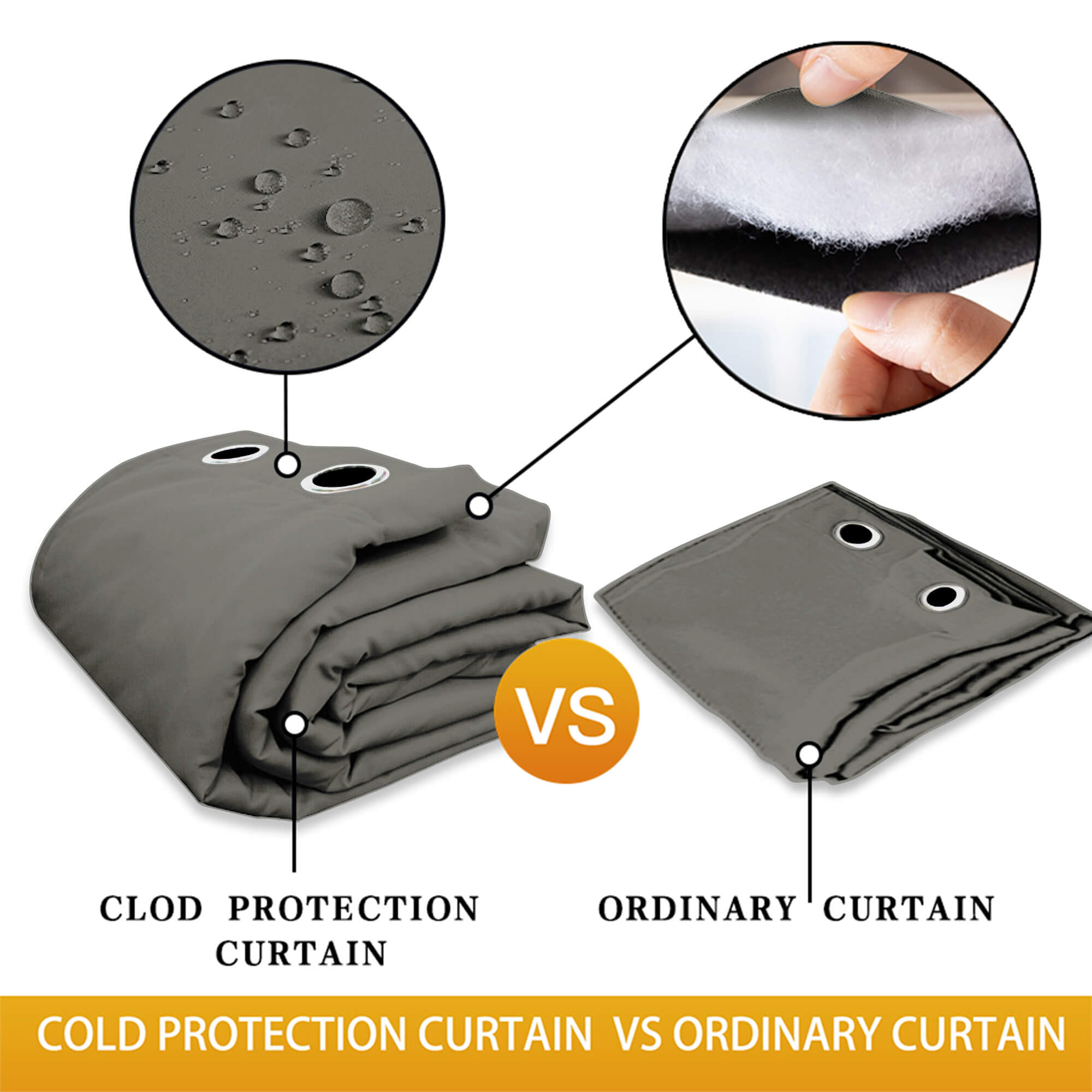 Insulated Outdoor Curtains for Winter - Charcoal