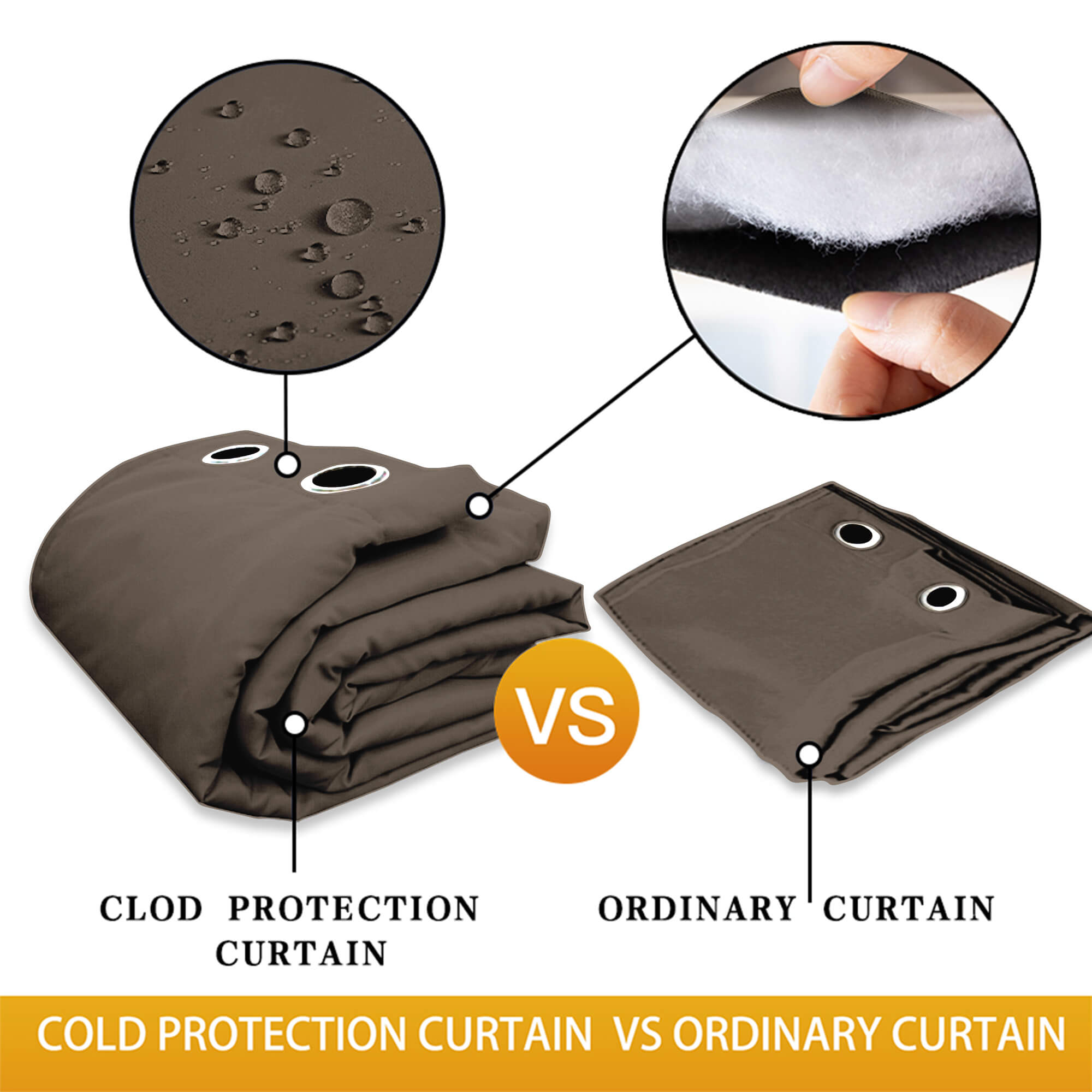 Insulated Outdoor Curtains for Winter - Dark Mocha