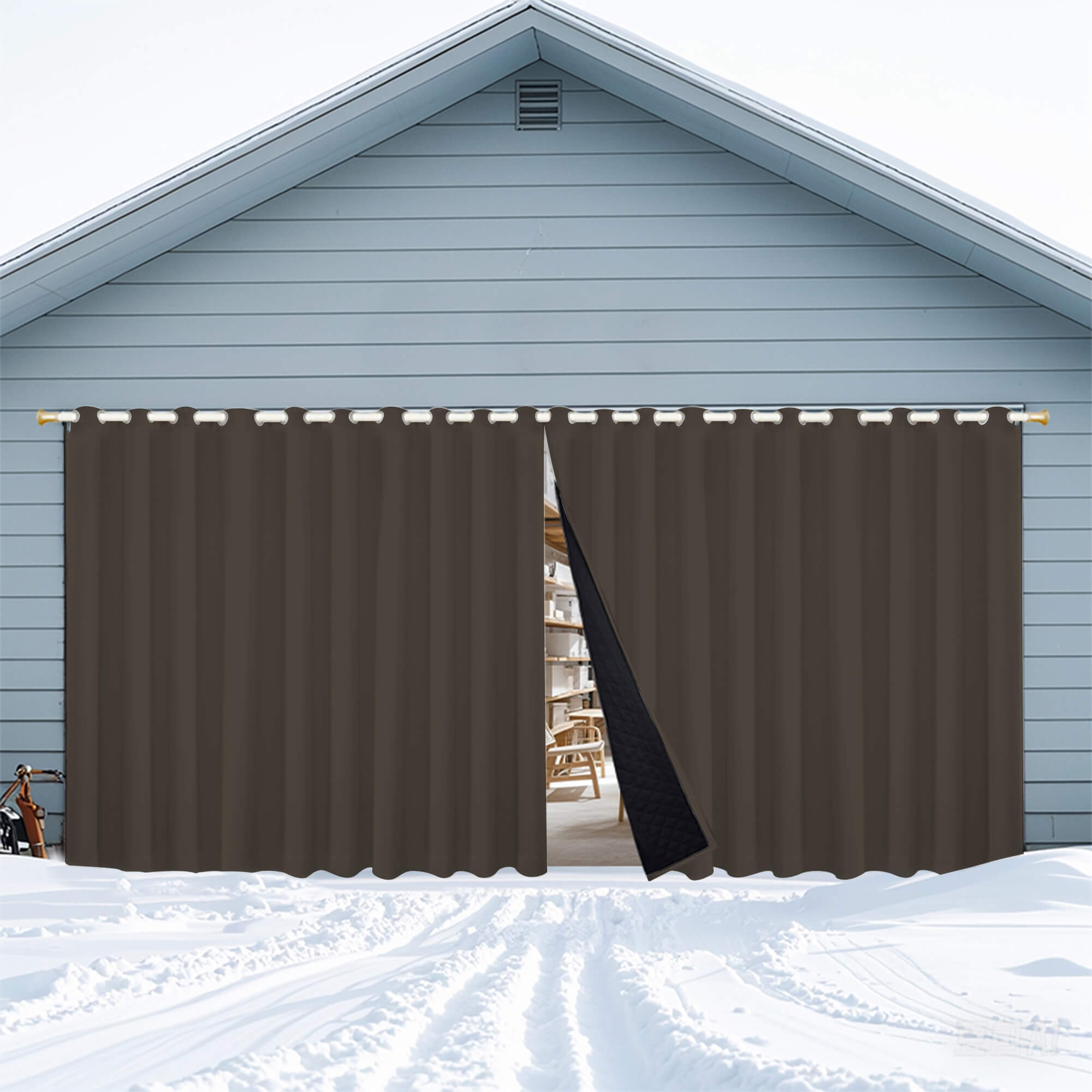Insulated Outdoor Curtains for Winter - Dark Mocha