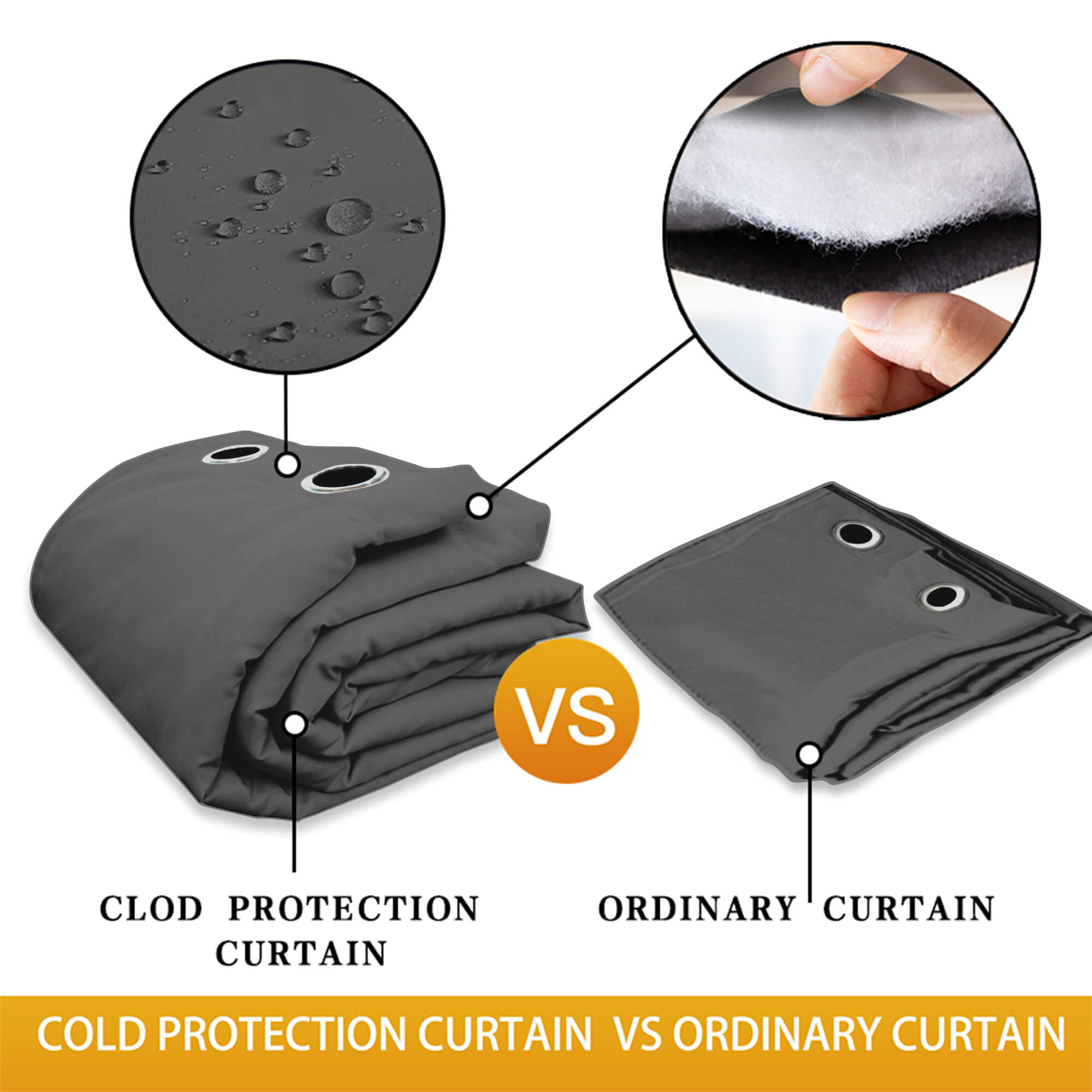 Insulated Outdoor Curtains for Winter - Dark Grey